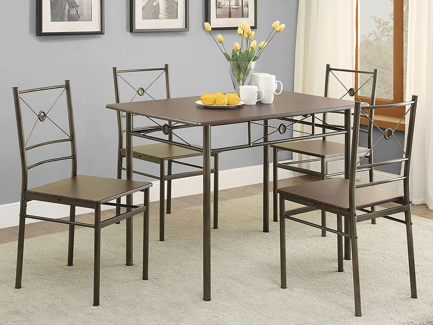 brookside 5-piece rectangular dining table set dark bronzedark bronze
