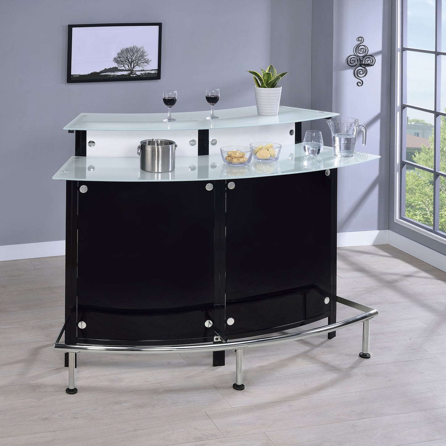 brandi curved glass top home bar wine cabinet blackblack