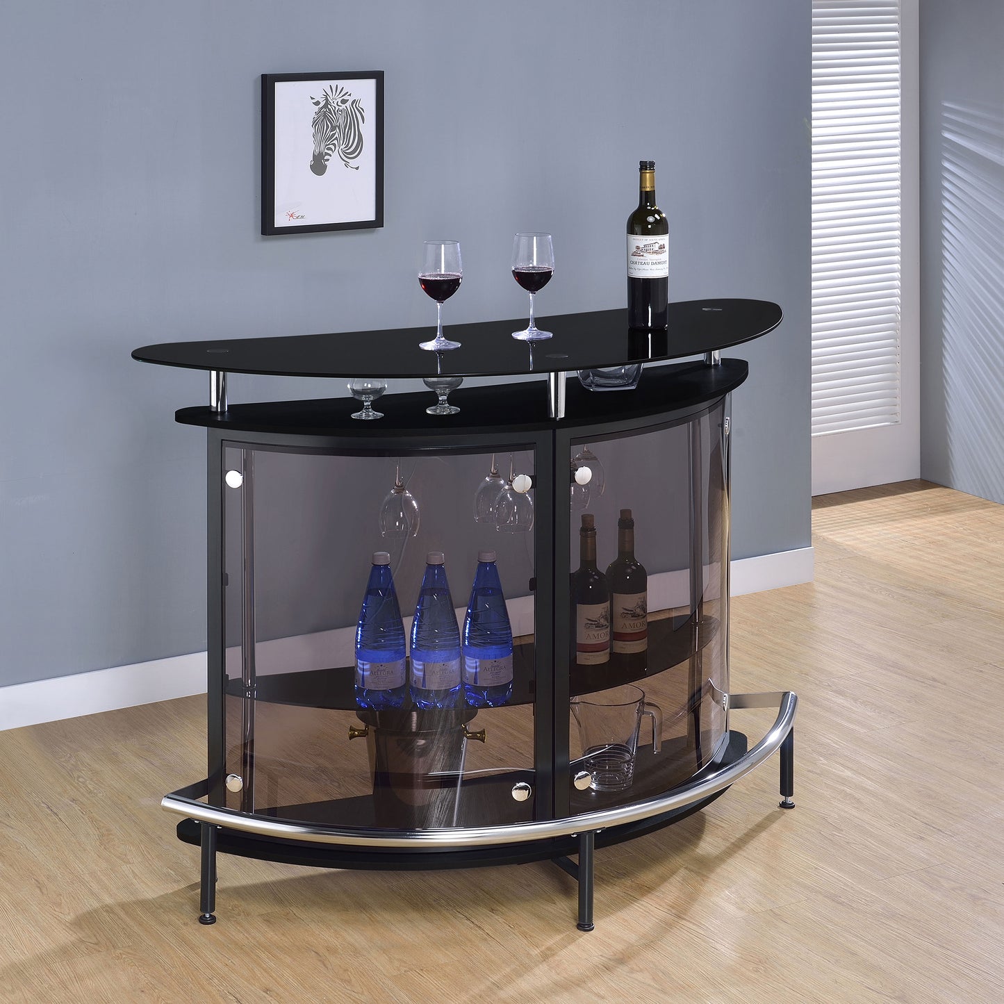 bowman freestanding glass top home bar wine cabinet blackblack
