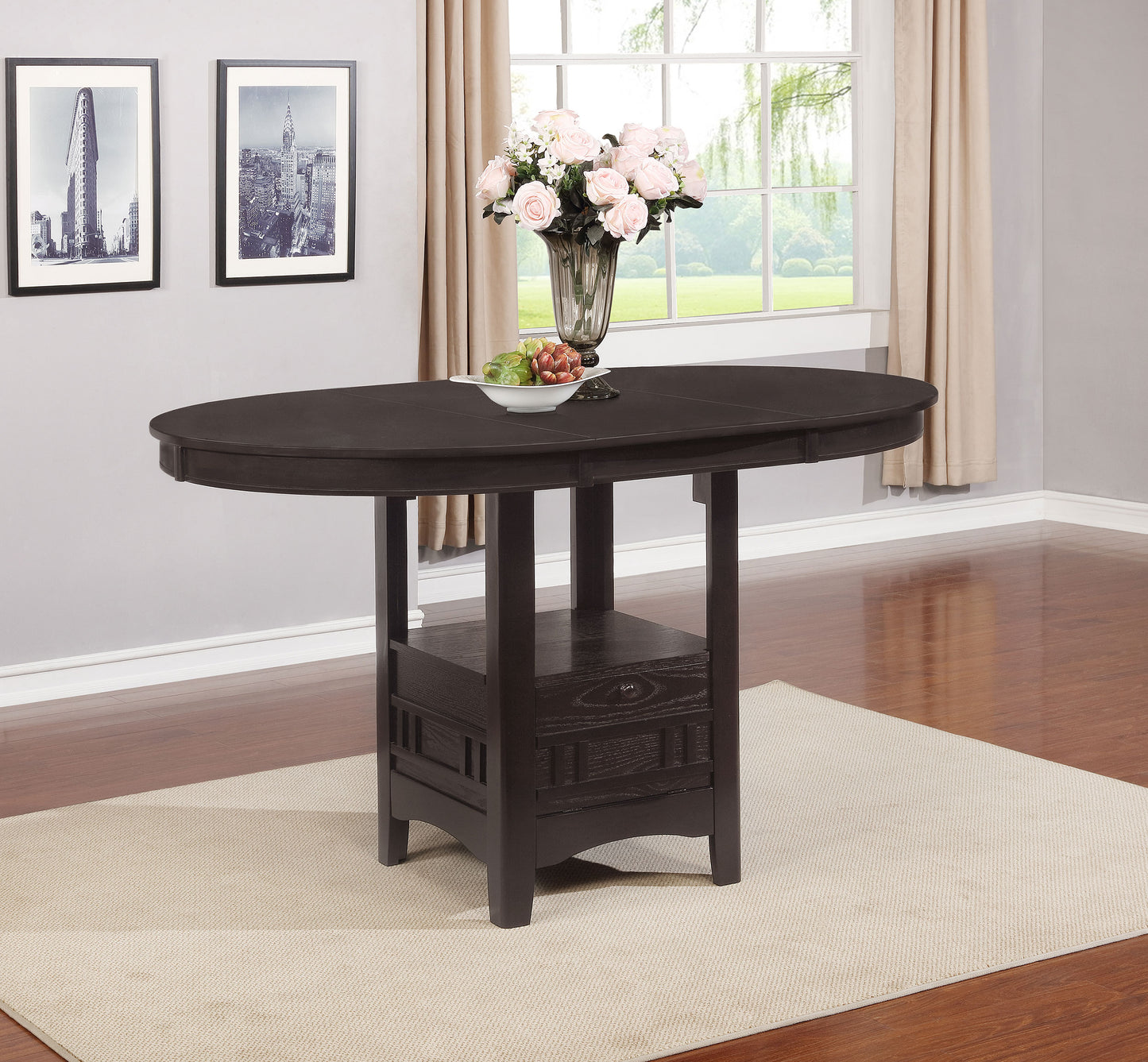 simmons oval 60-inch extension counter dining table espressoespresso