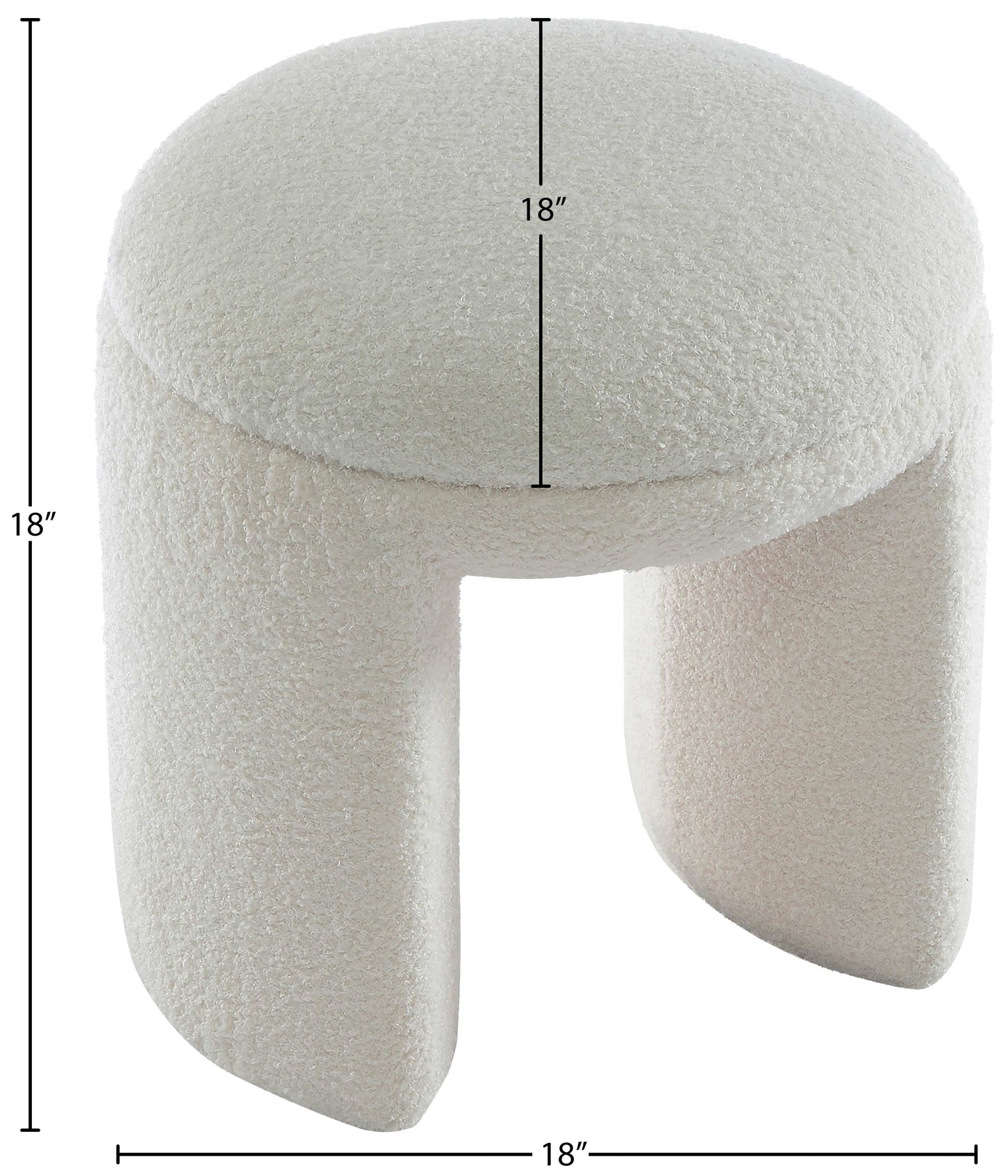 via cream faux shearling teddy fabric ottoman/stool cream
