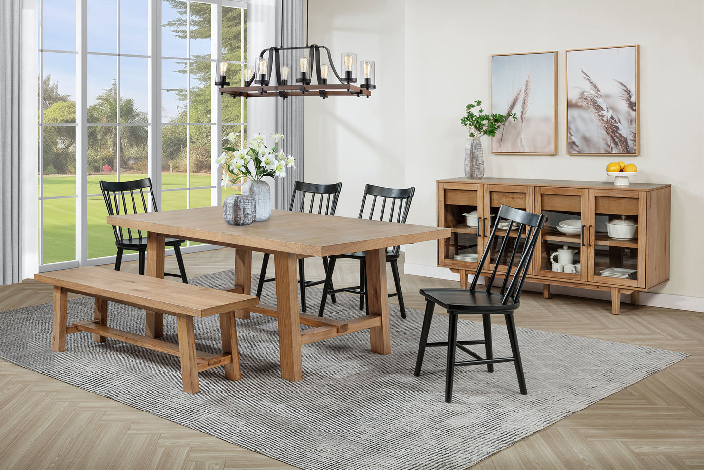 shirley 6-piece extension leaf dining set brown and black