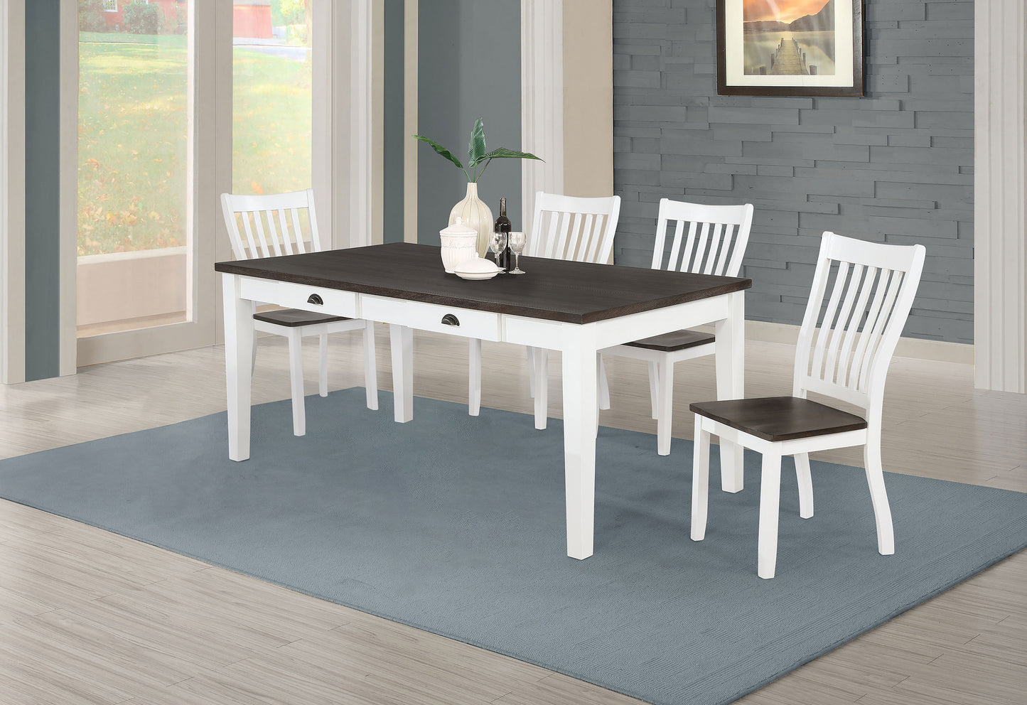 cisco 5-piece rectangular dining set espresso and whitedistressed white
