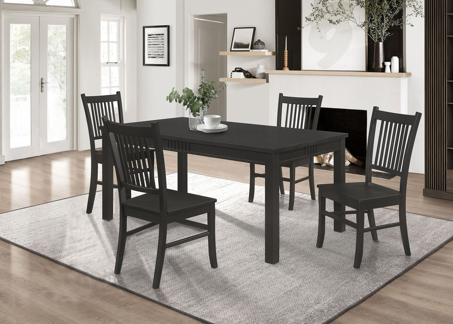 ayelet 5-piece rectangular dining table set matte blackmatte black