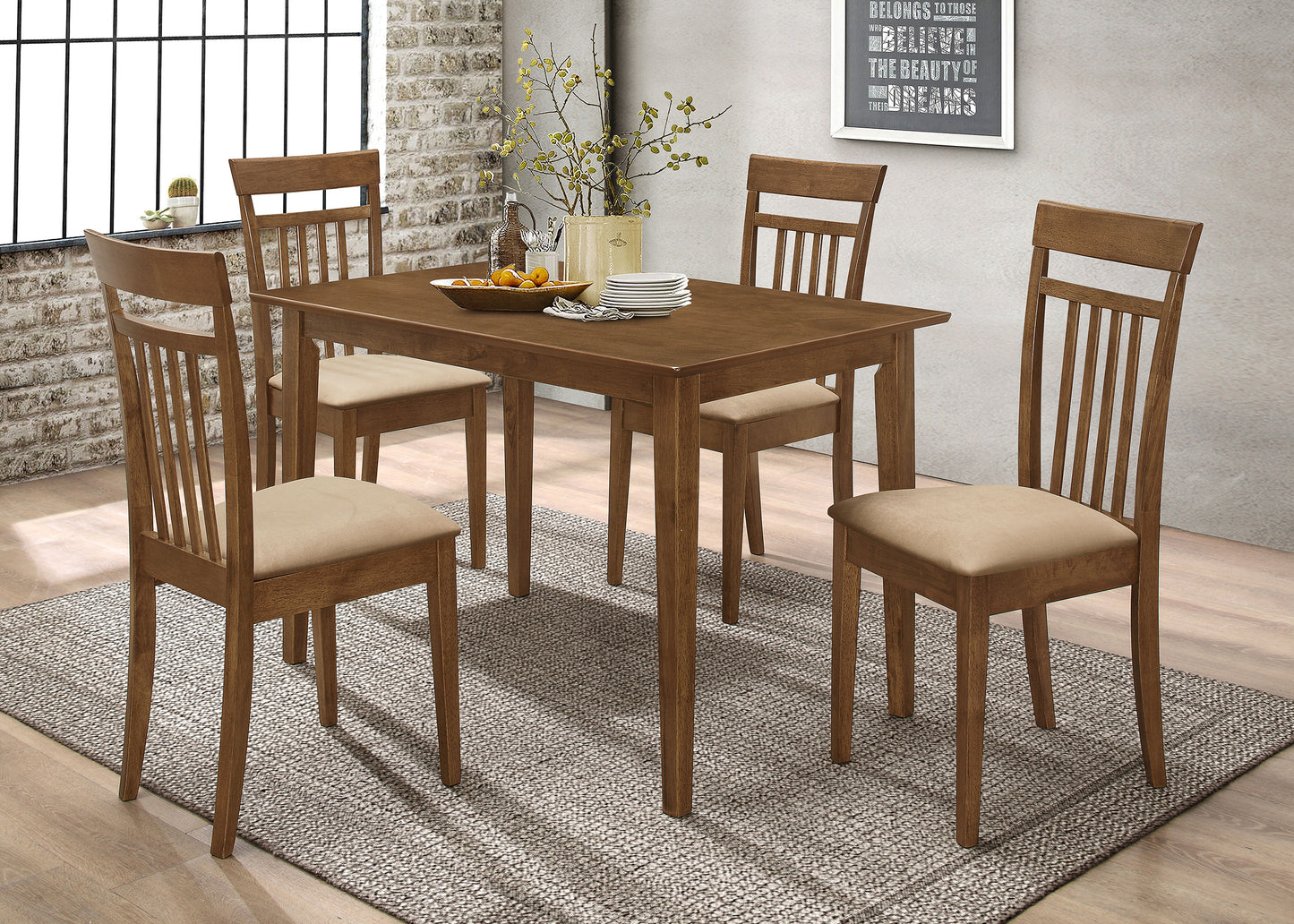 aziel 5-piece rectangular dining table set chestnutchestnut