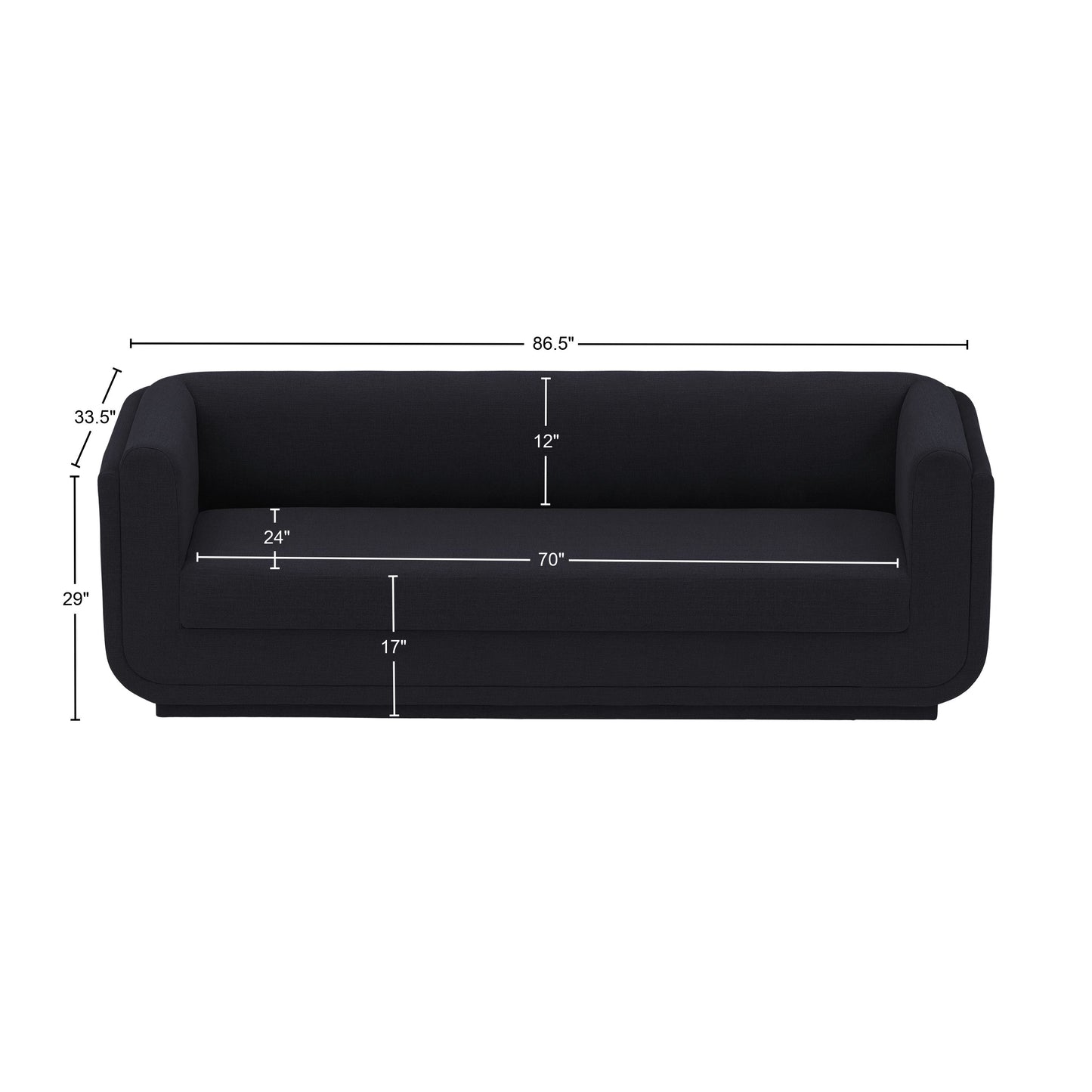 kent black linen textured fabric sofa s