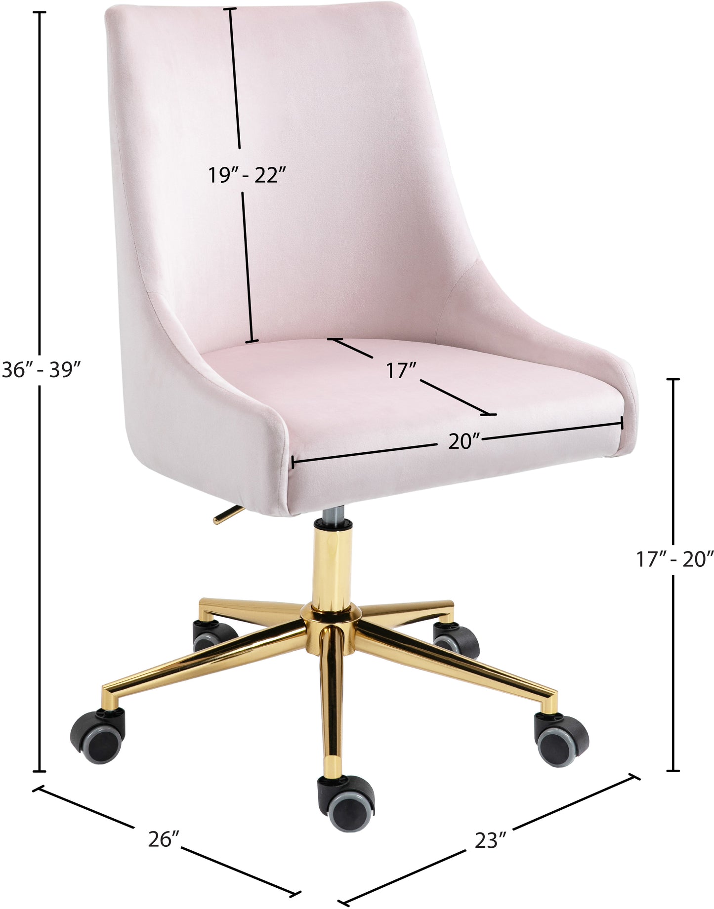 grande pink velvet office chair pink