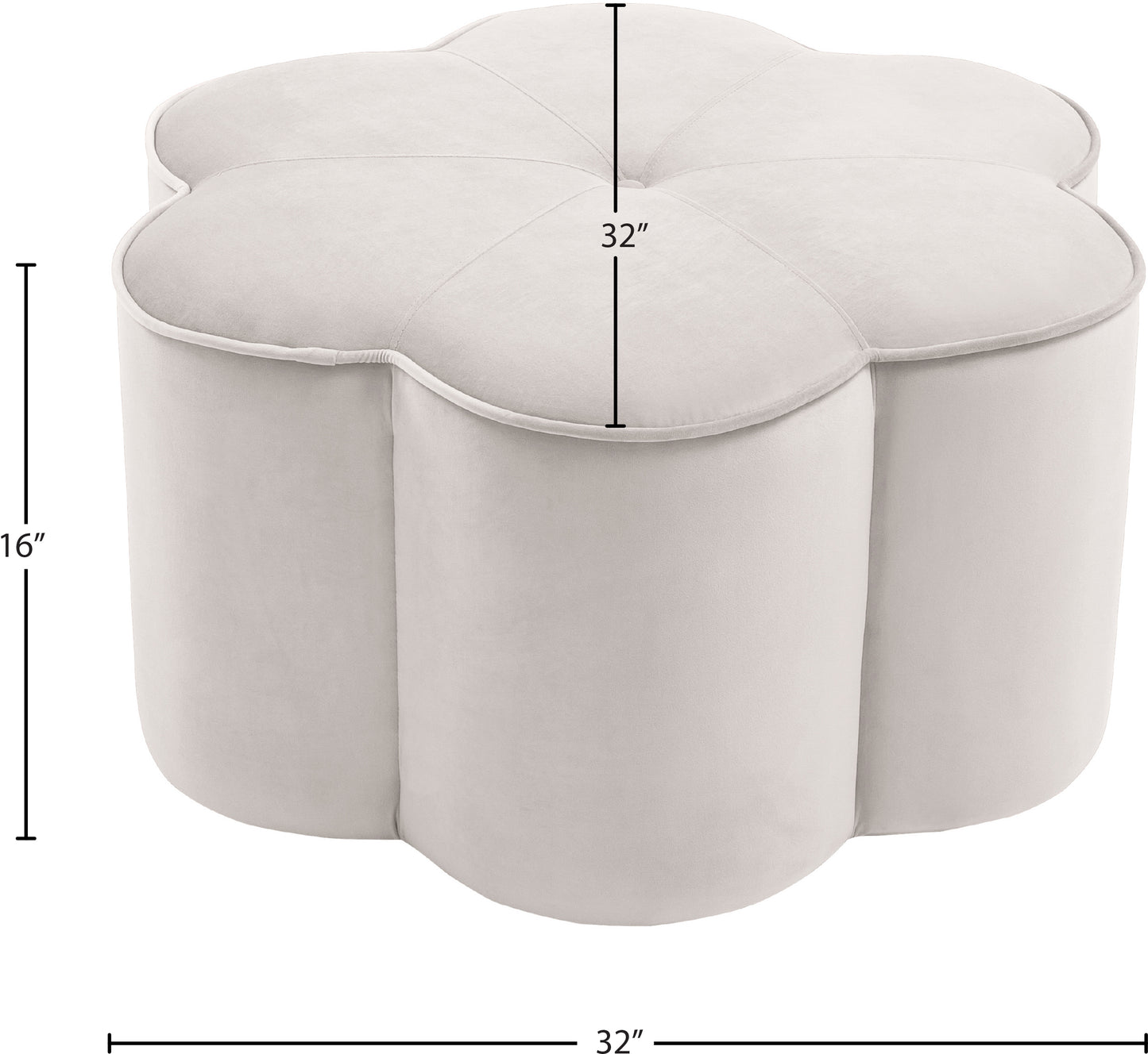 flora cream velvet ottoman cream