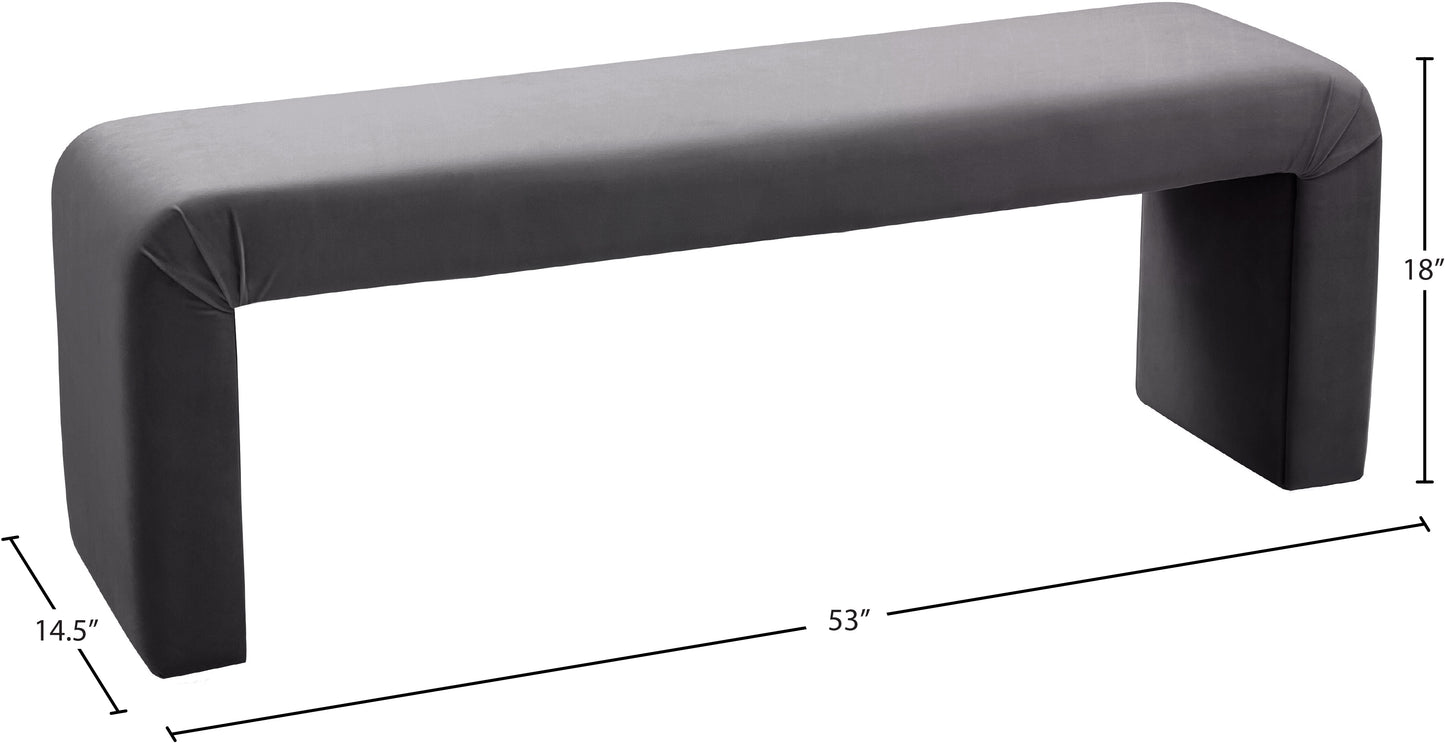 eva grey velvet bench grey