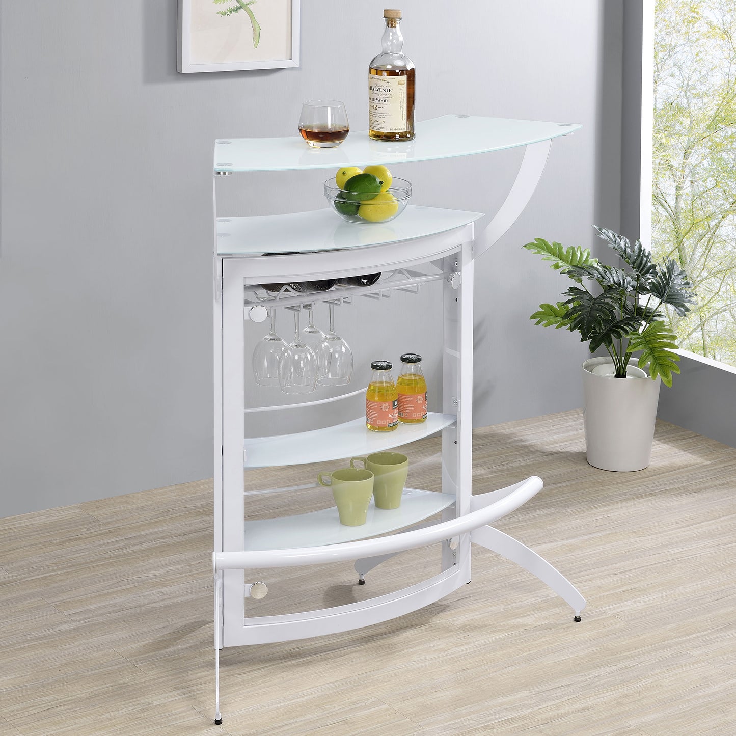 folsom 2-shelf curved freestanding home bar cabinet whitewhite