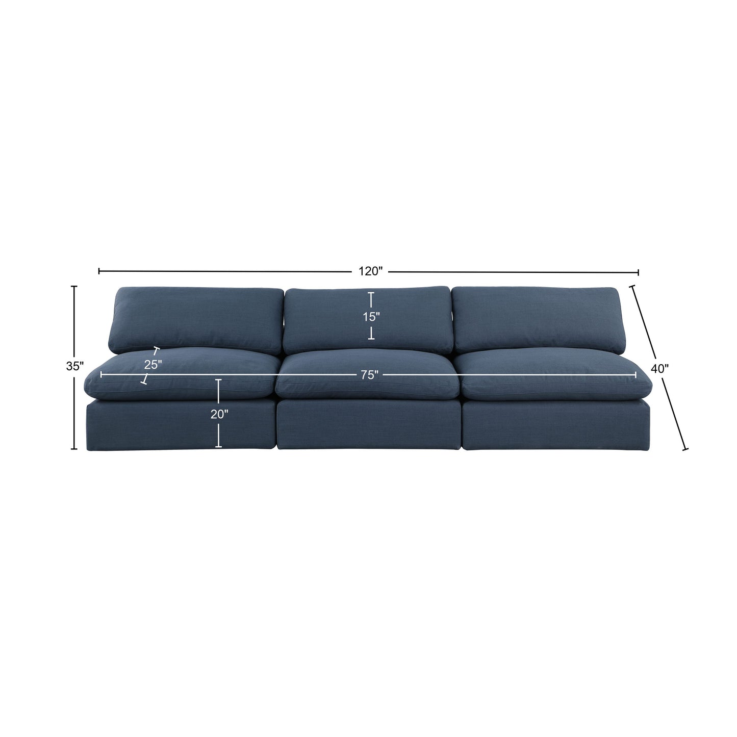 dolce navy linen textured fabric modular sofa s117