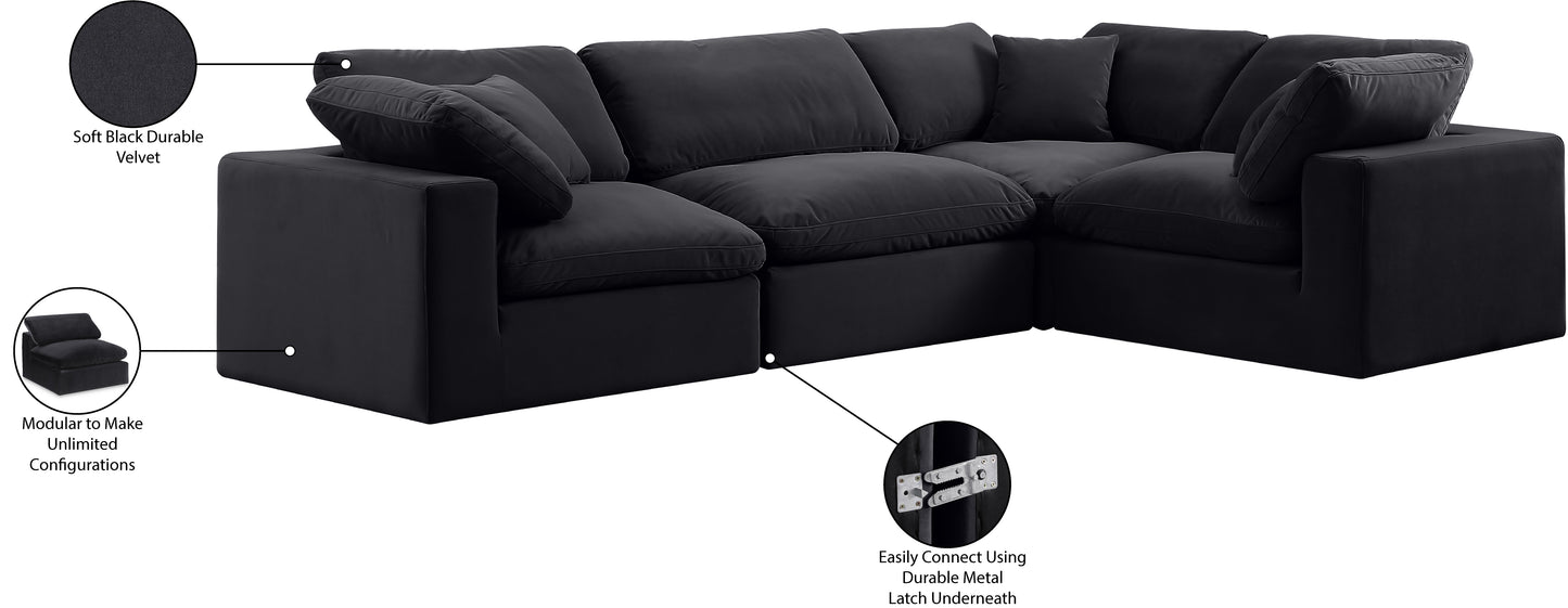 asher black velvet modular sectional
