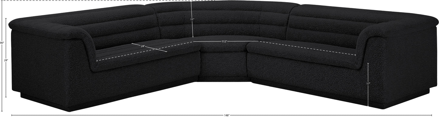 dillard black boucle fabric modular sectional sectional
