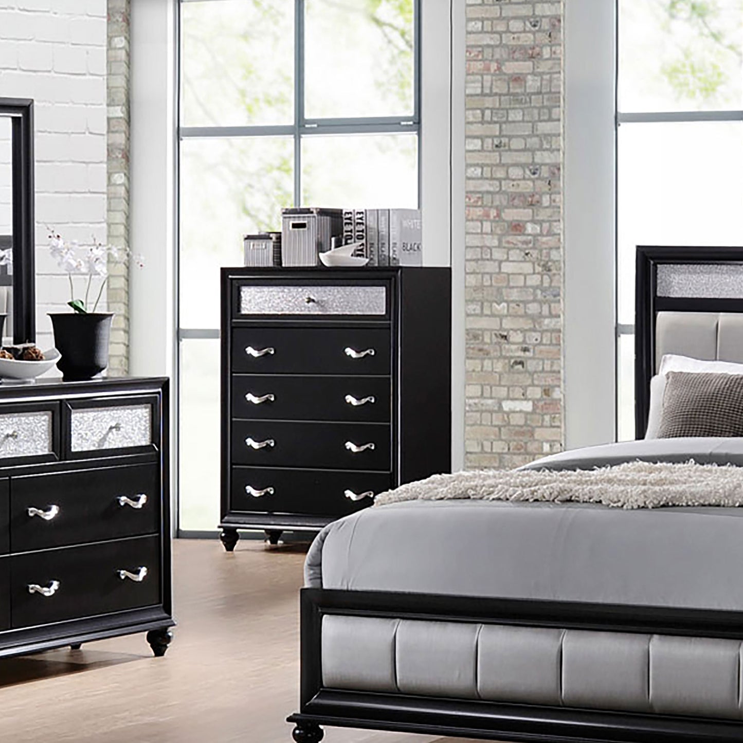 percy 5-drawer bedroom chest blackblack