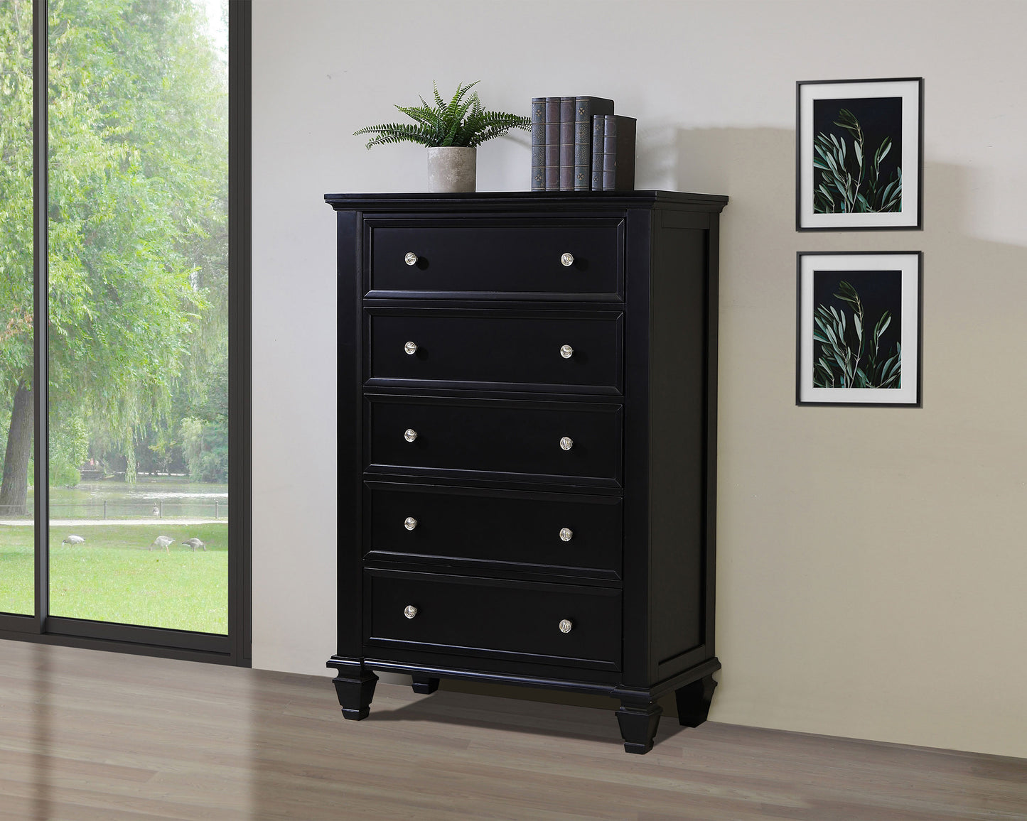 jackie beach 5-drawer bedroom chest blackblack