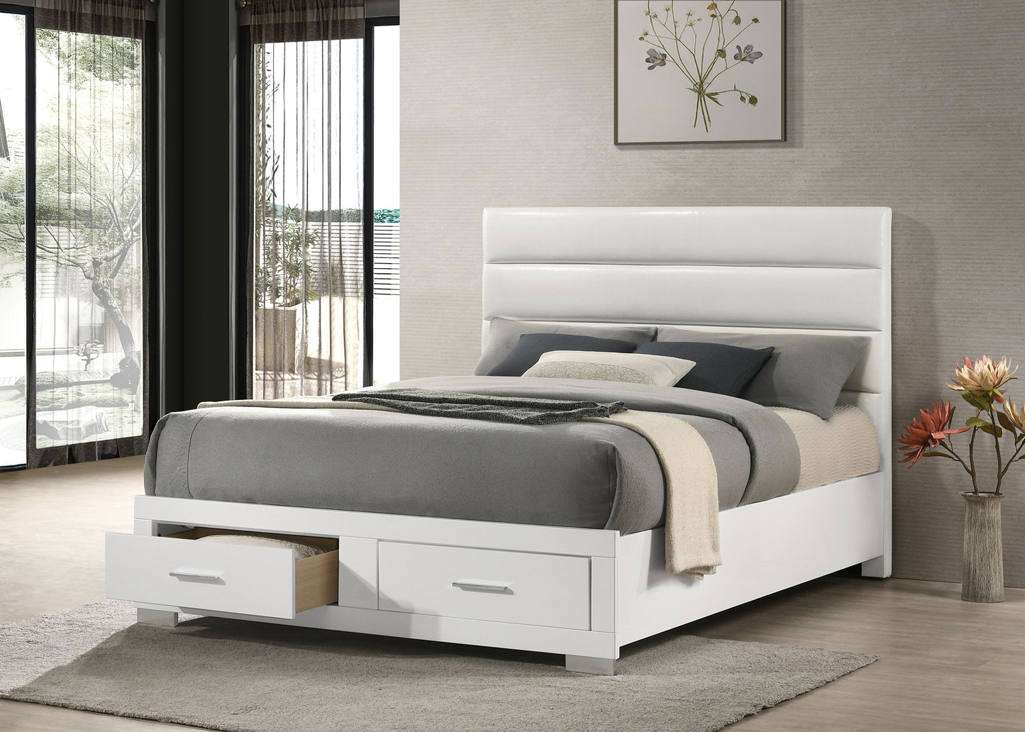 zabka queen storage bed white high gloss