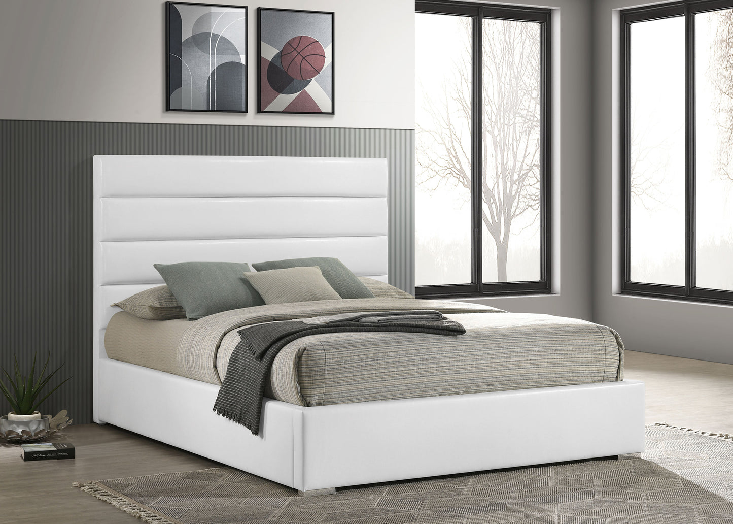 zabka 53-inch upholstered queen platform bed white