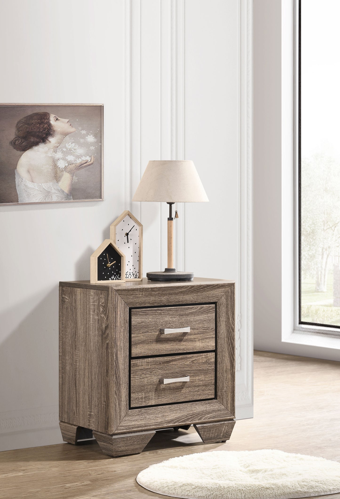 danika 2-drawer nightstand washed taupewashed taupe