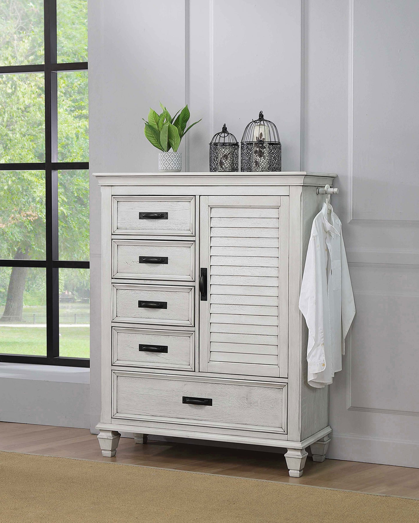 o'malley 5-drawer door chest distressed whitedistressed white
