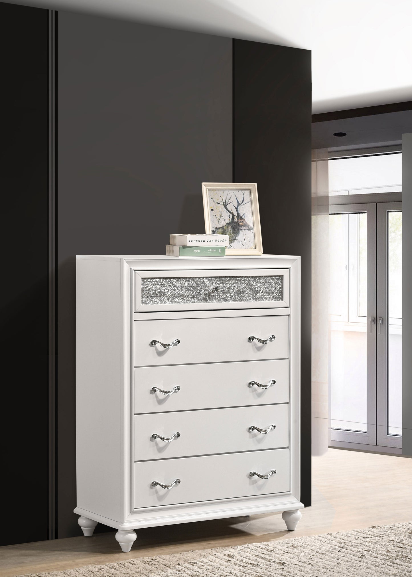 percy 5-drawer bedroom chest whitewhite