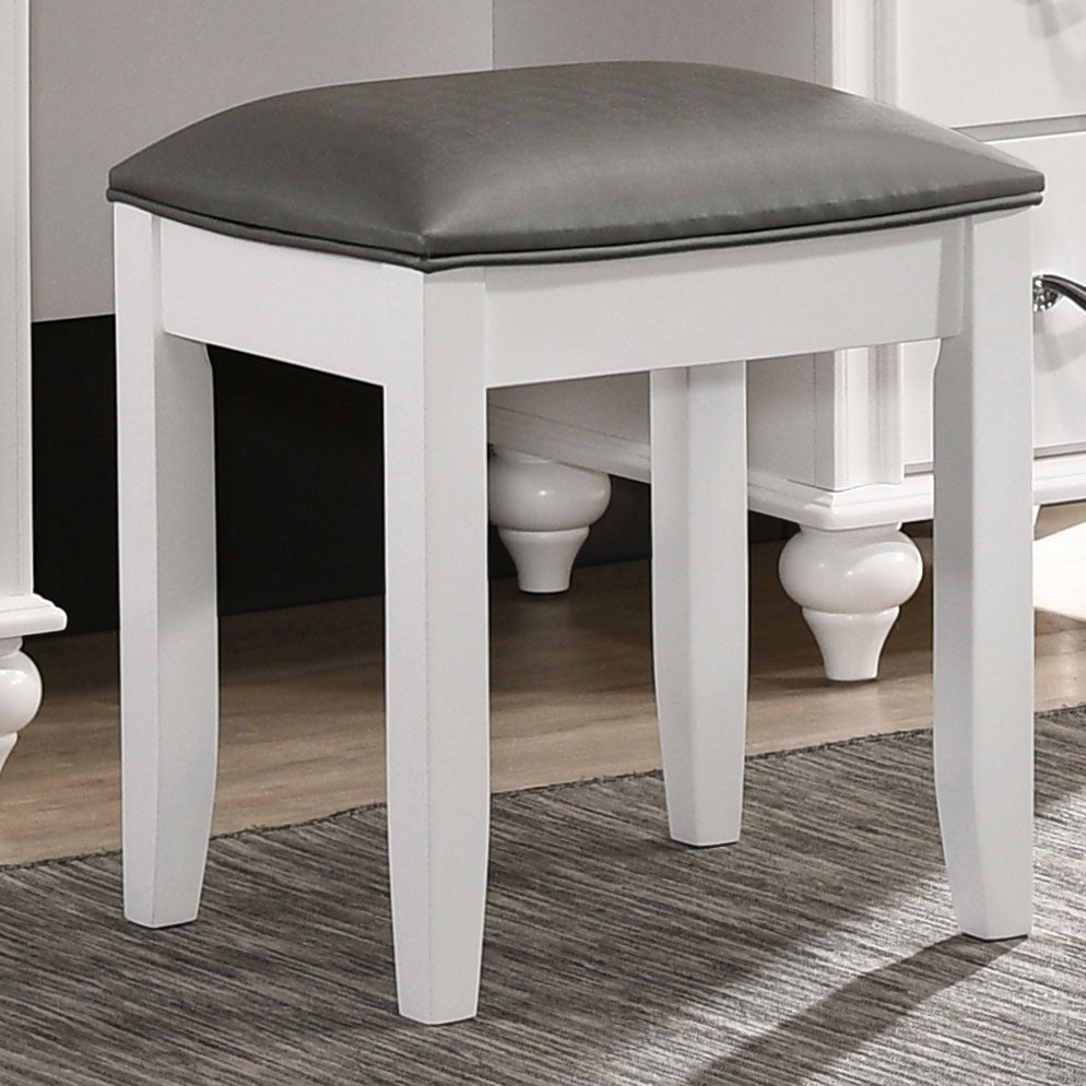 percy upholstered vanity stool metallic and whitemetallic