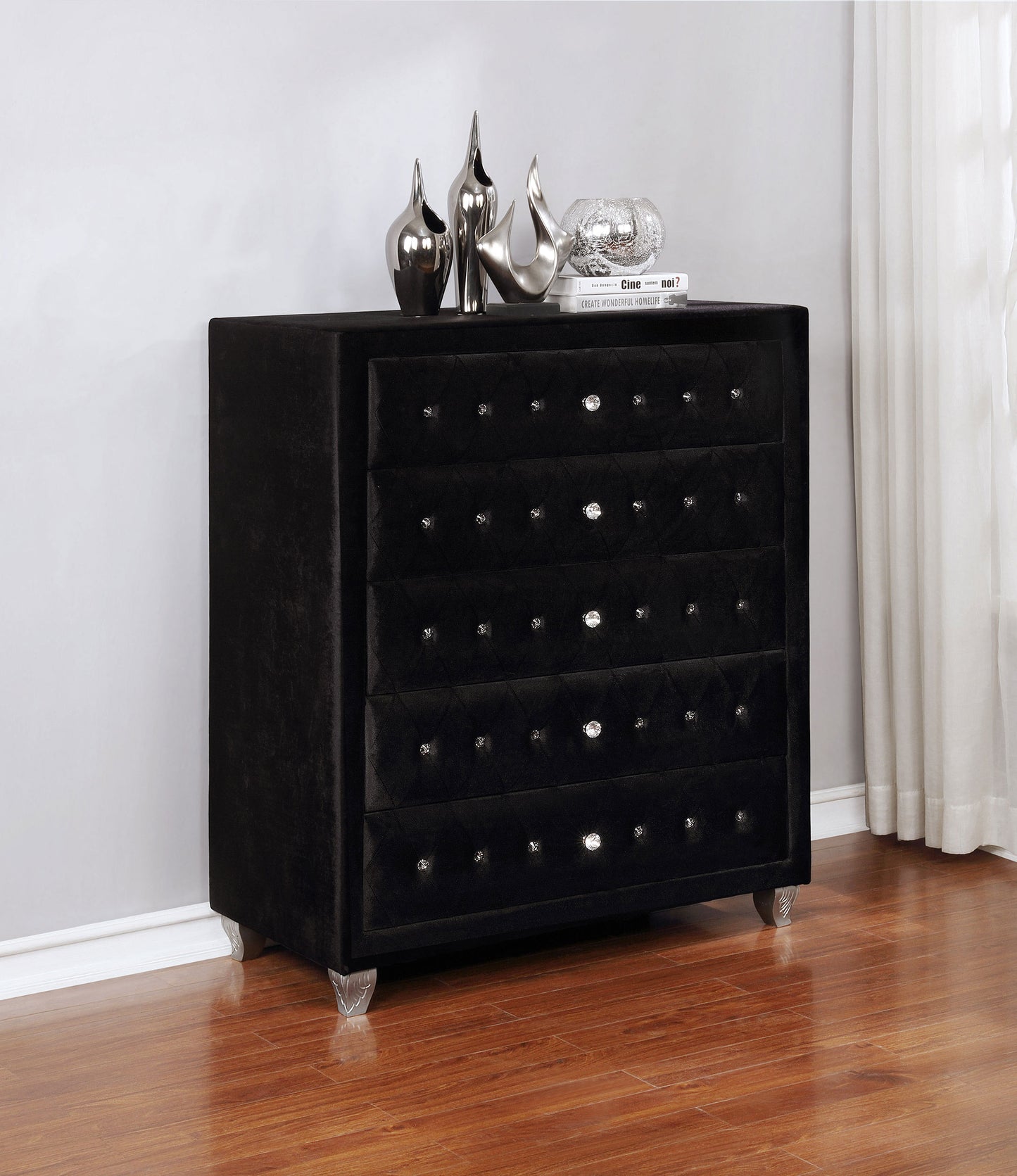 colleen 5-drawer bedroom chest blackblack