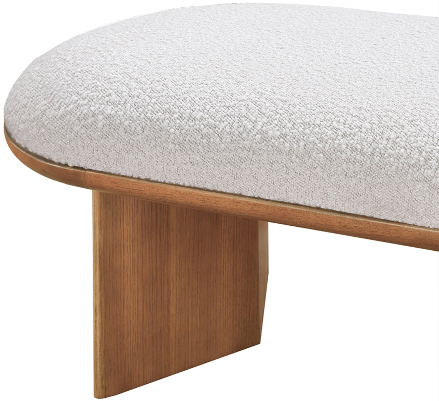 stryker cream boucle fabric bench cream