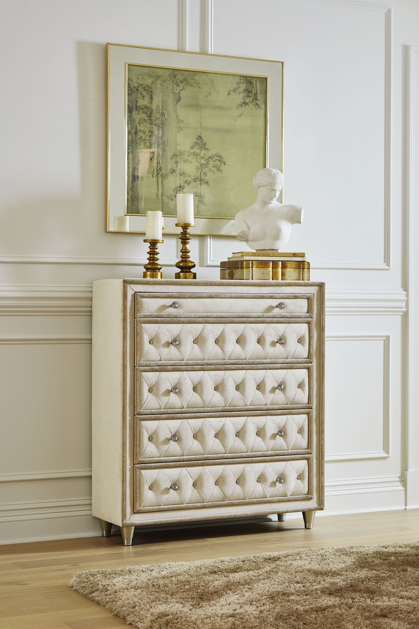 pinciotti 5-drawer bedroom chest ivory and camelivory / camel