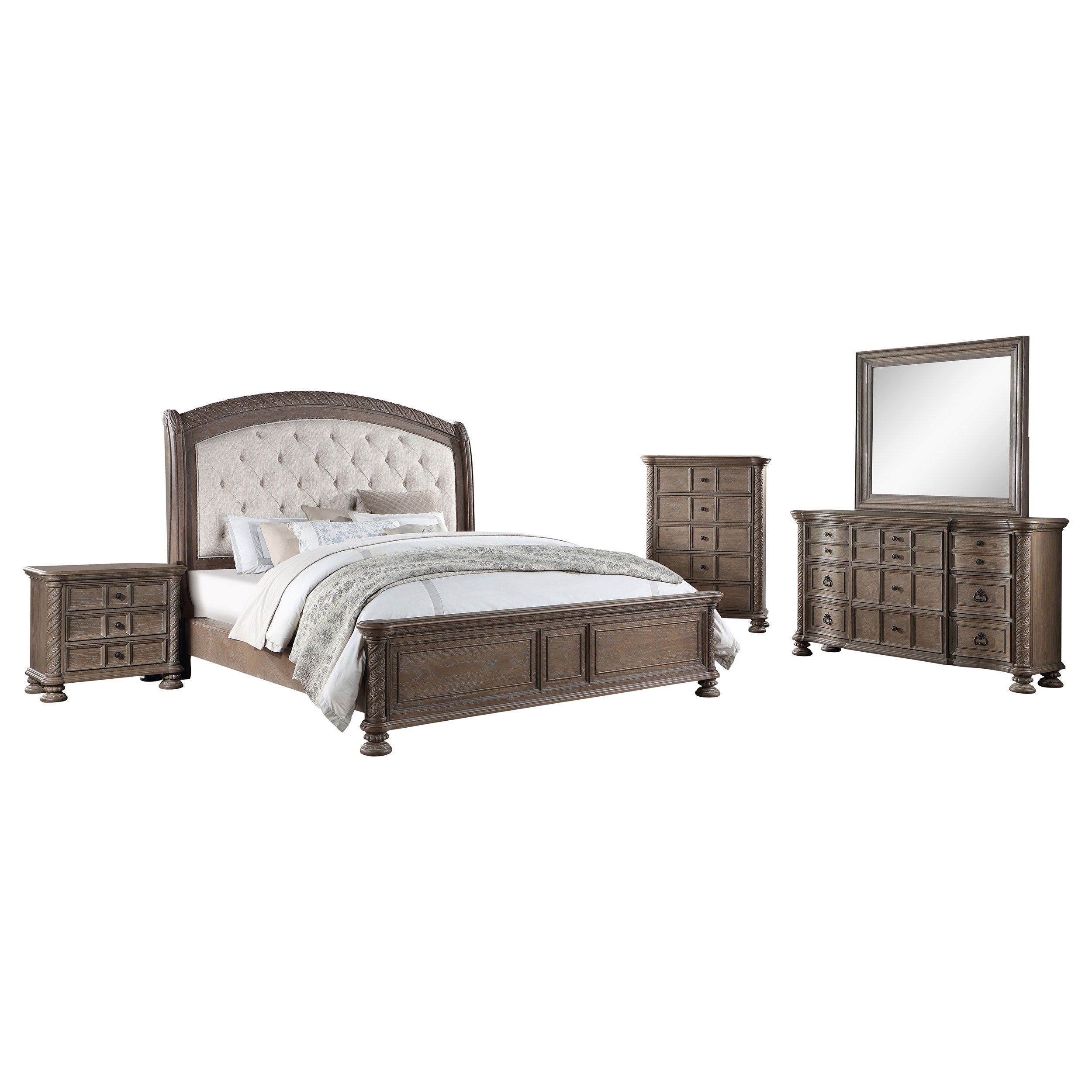 Atlas 5-piece Eastern King Bedroom Set Dark Oak