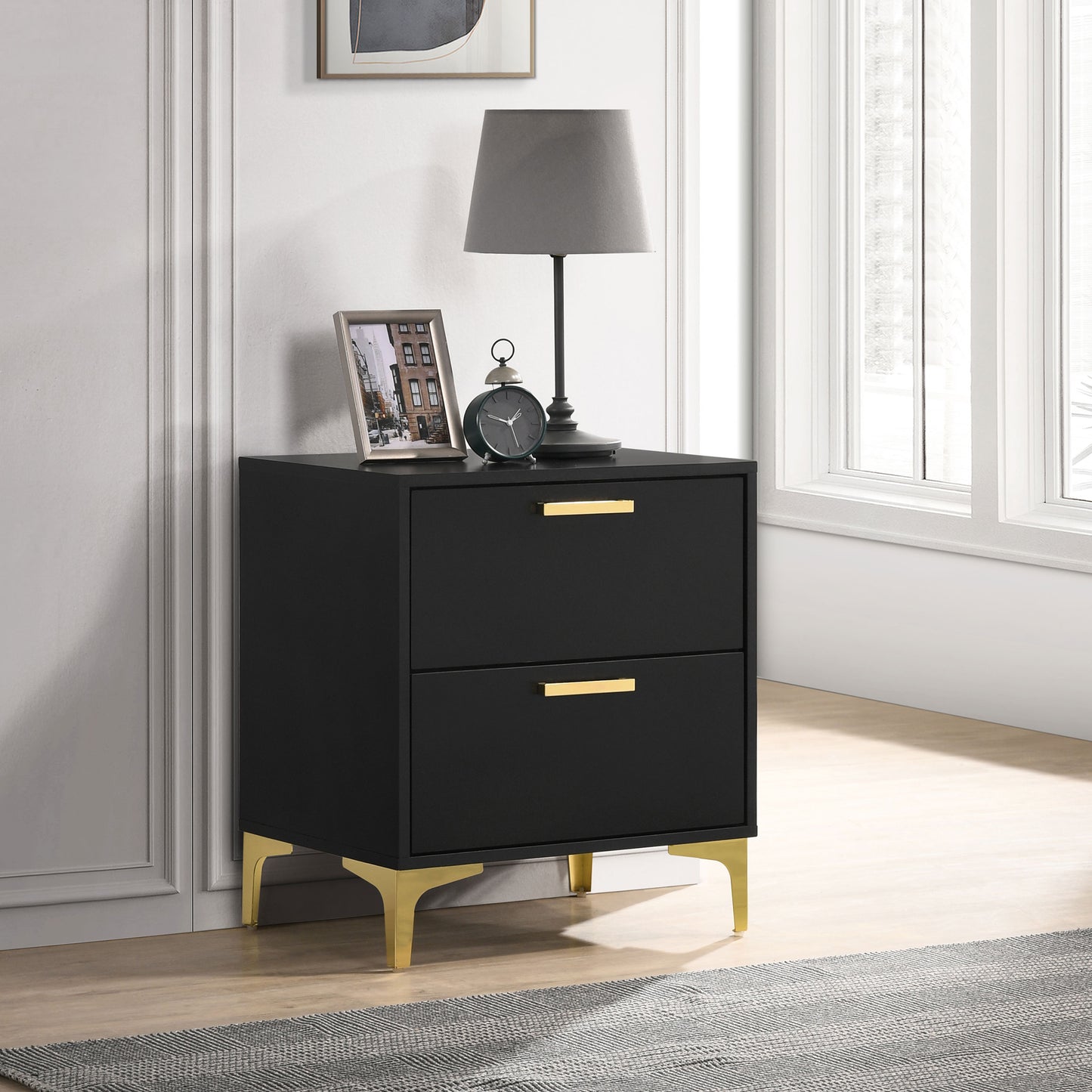 alice 2-drawer nightstand blackblack