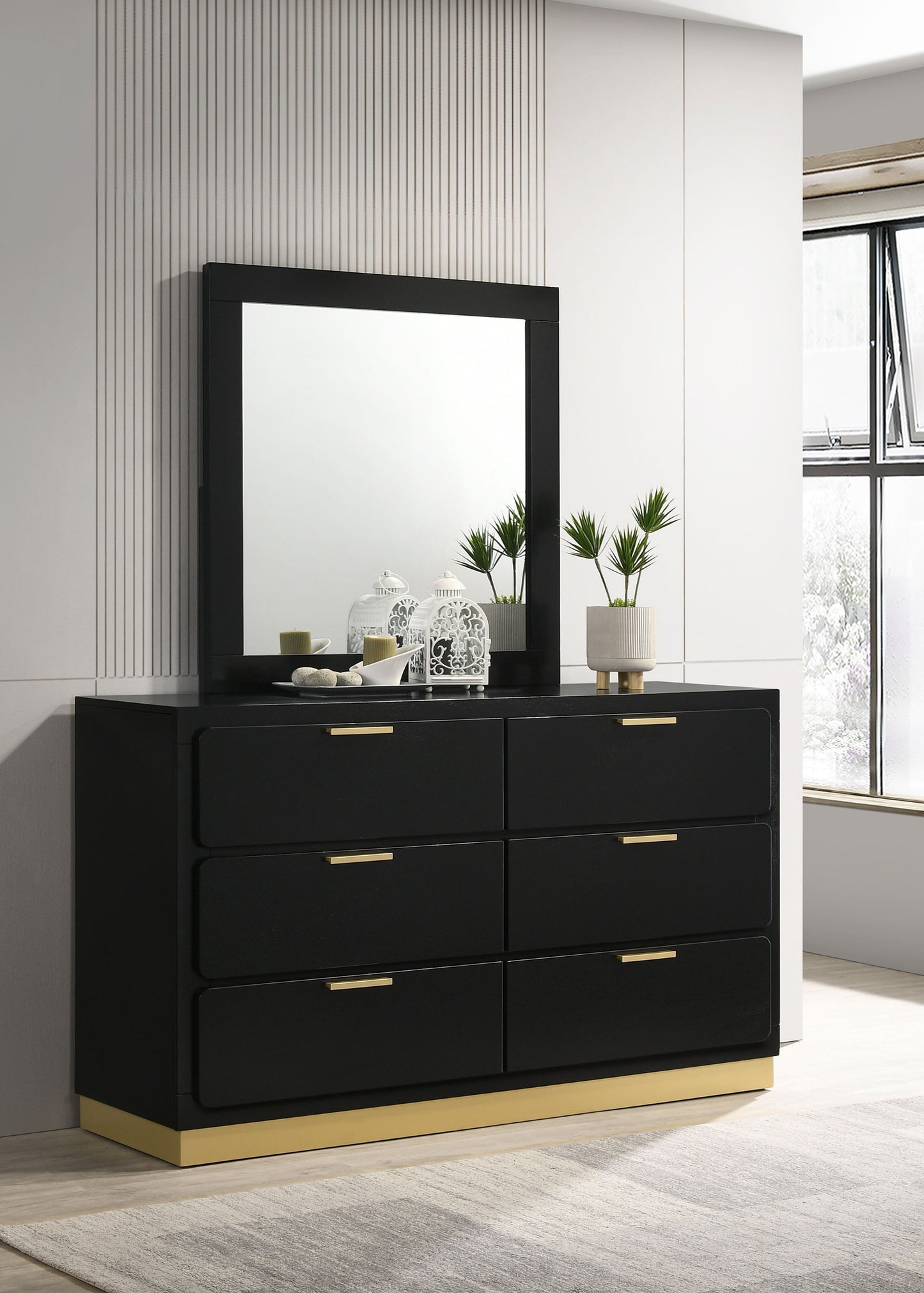 callie 6-drawer dresser with mirror blackblack