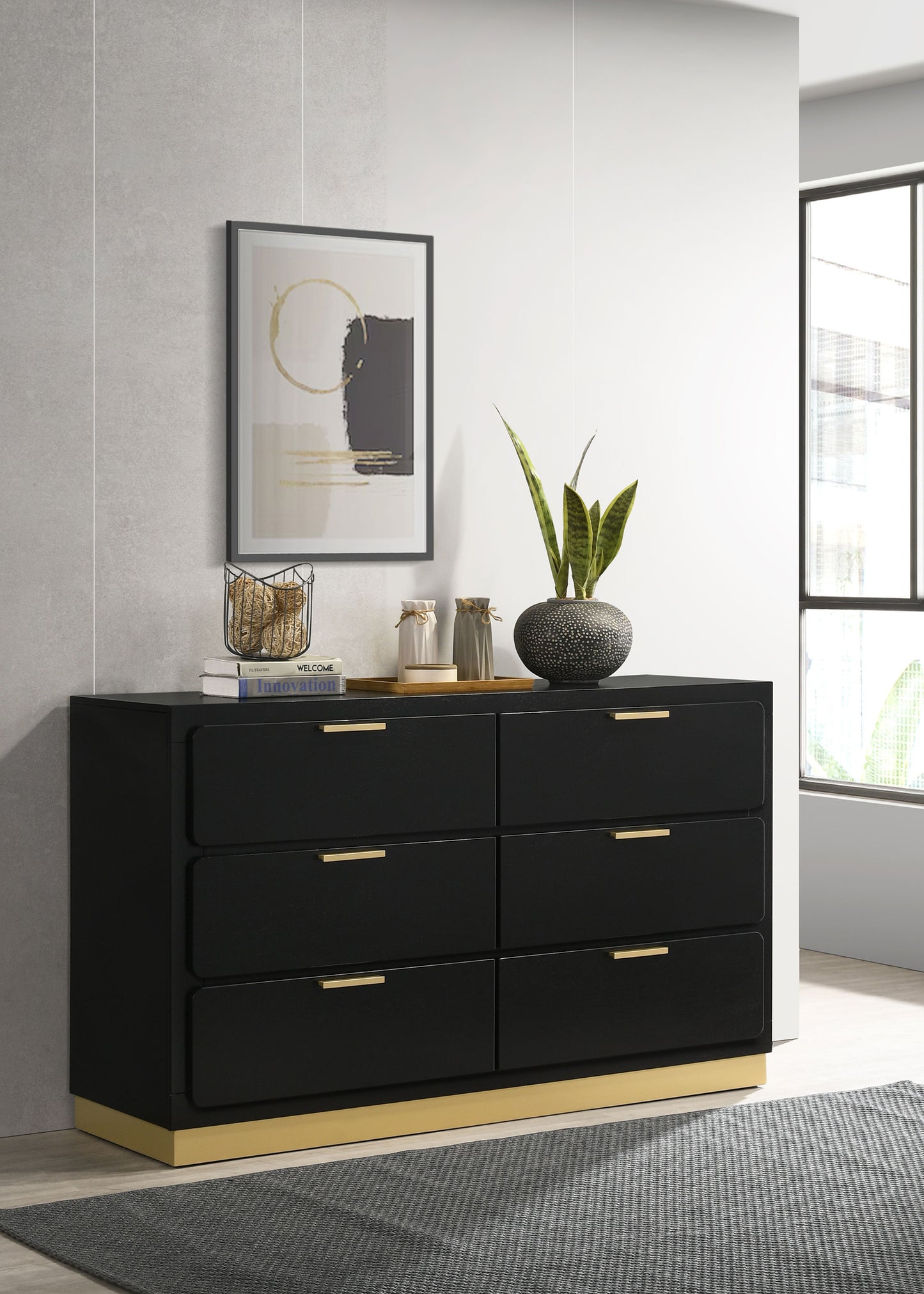 callie 6-drawer dresser blackblack
