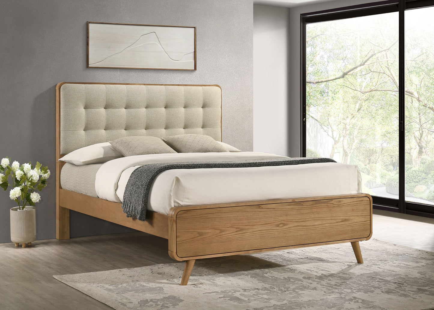yamileth wood california king platform bed light ash
