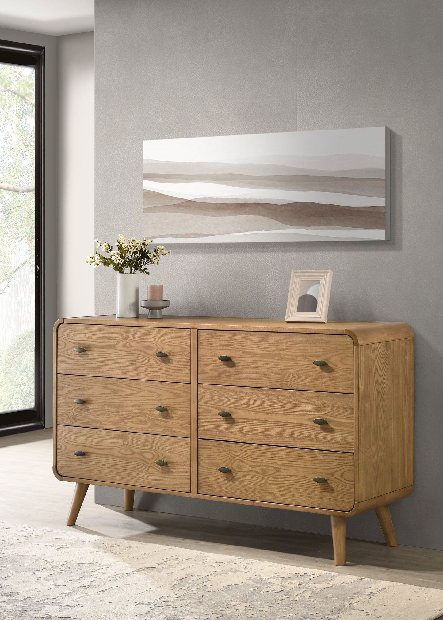 yamileth 6-drawer bedroom dresser light ash