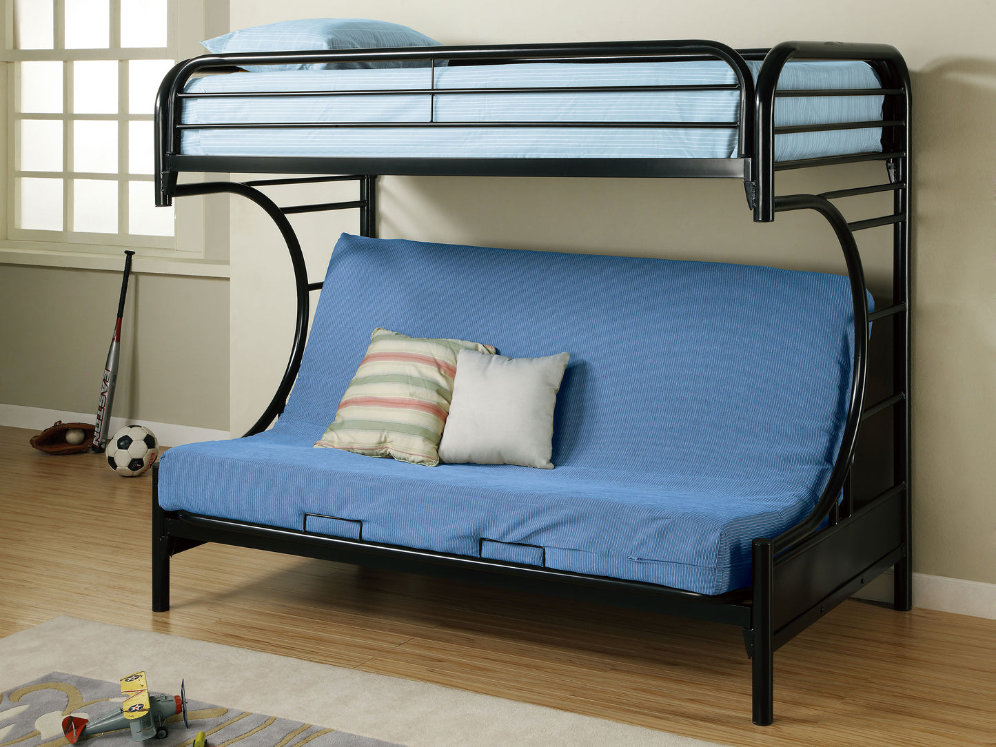 monroe metal twin over futon bunk bed blackblack