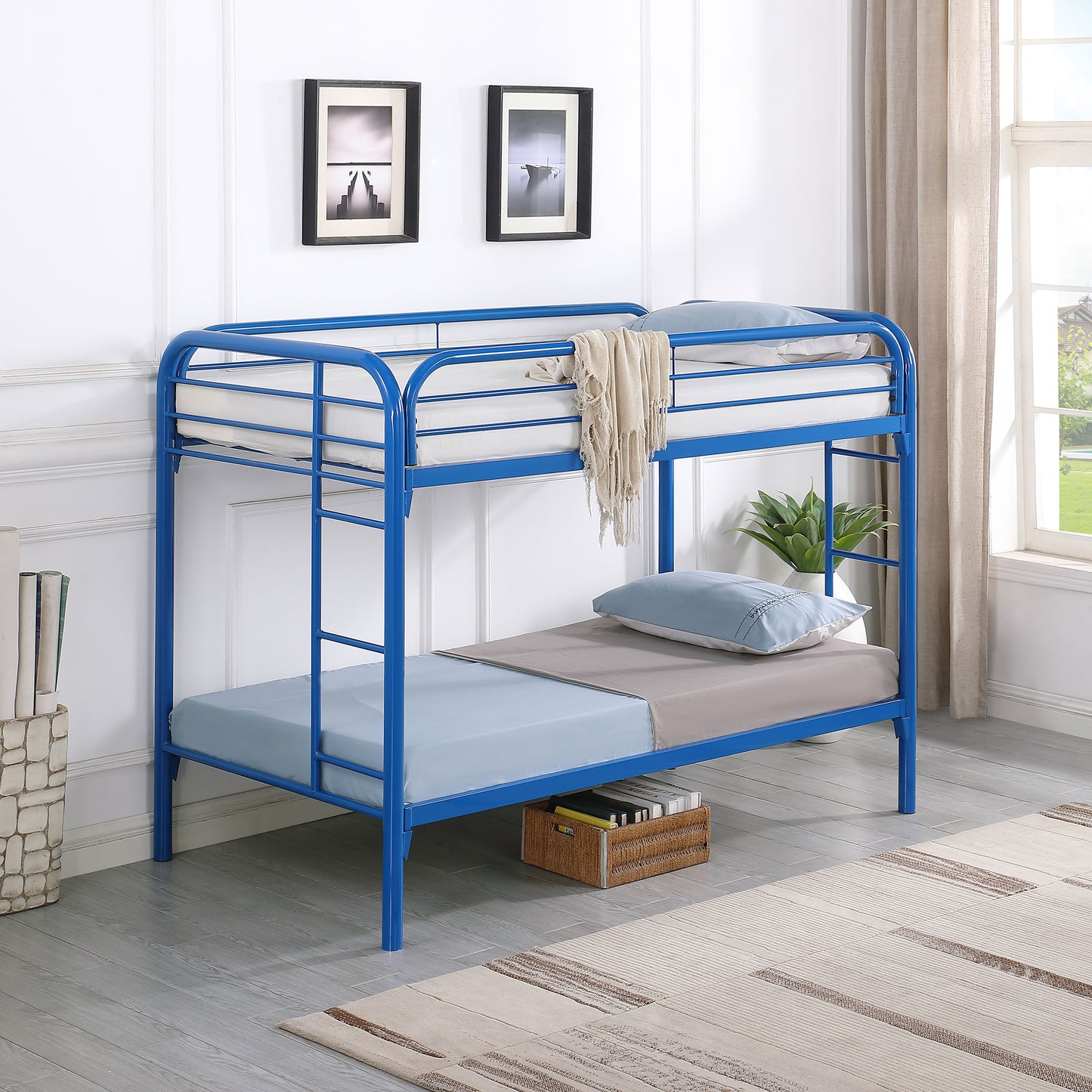 marley metal twin over twin bunk bed blueblue