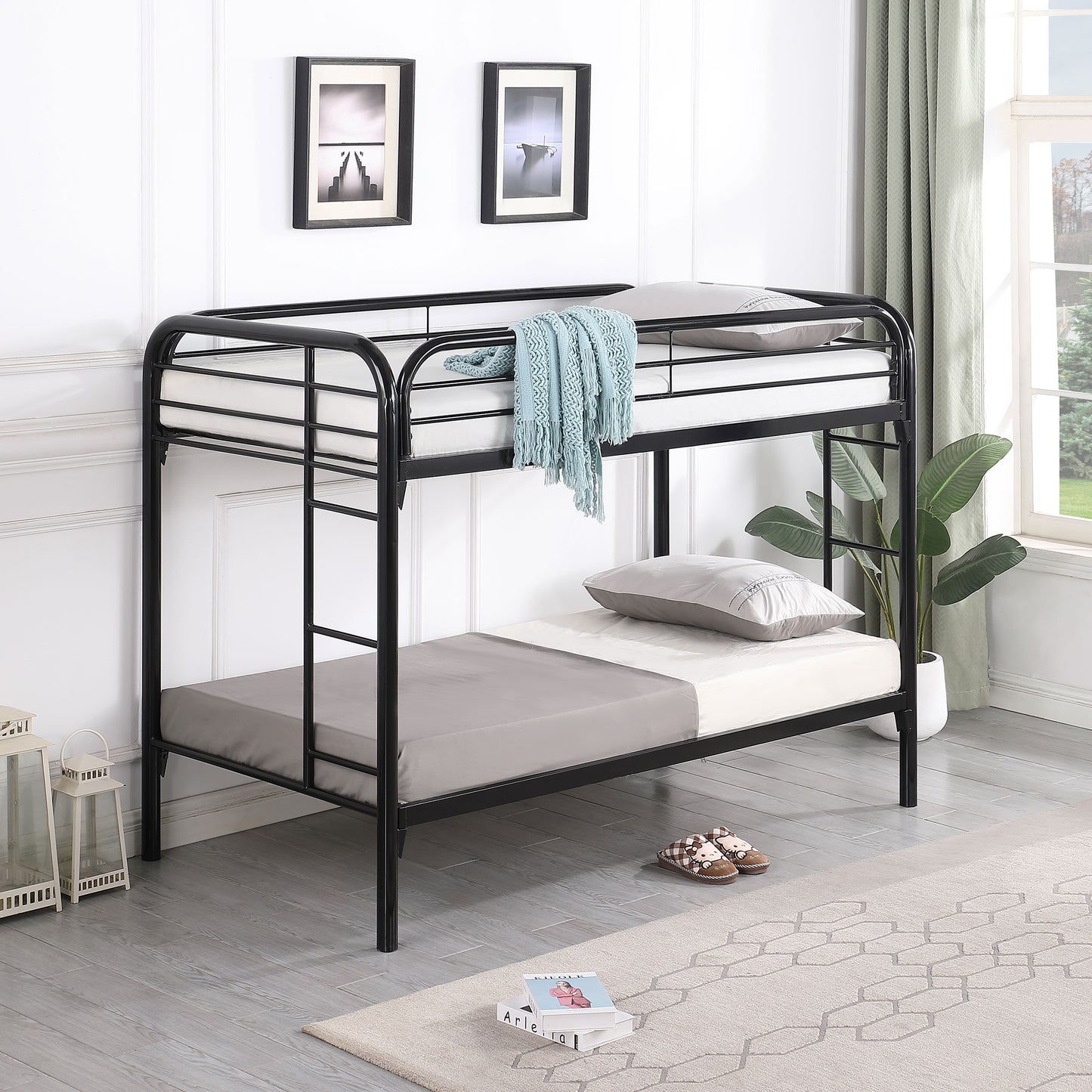 marley metal twin over twin bunk bed blackblack
