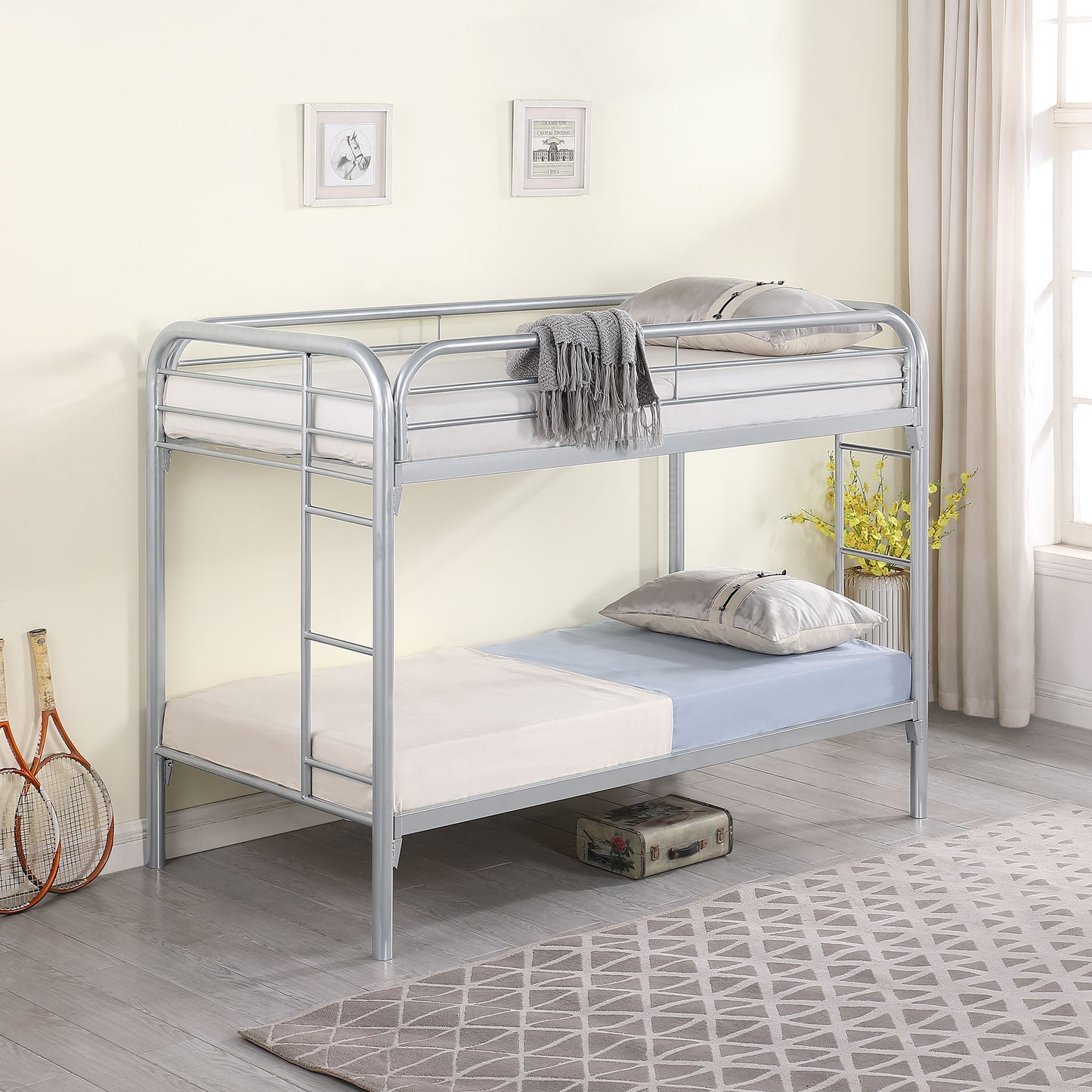 marley metal twin over twin bunk bed silversilver