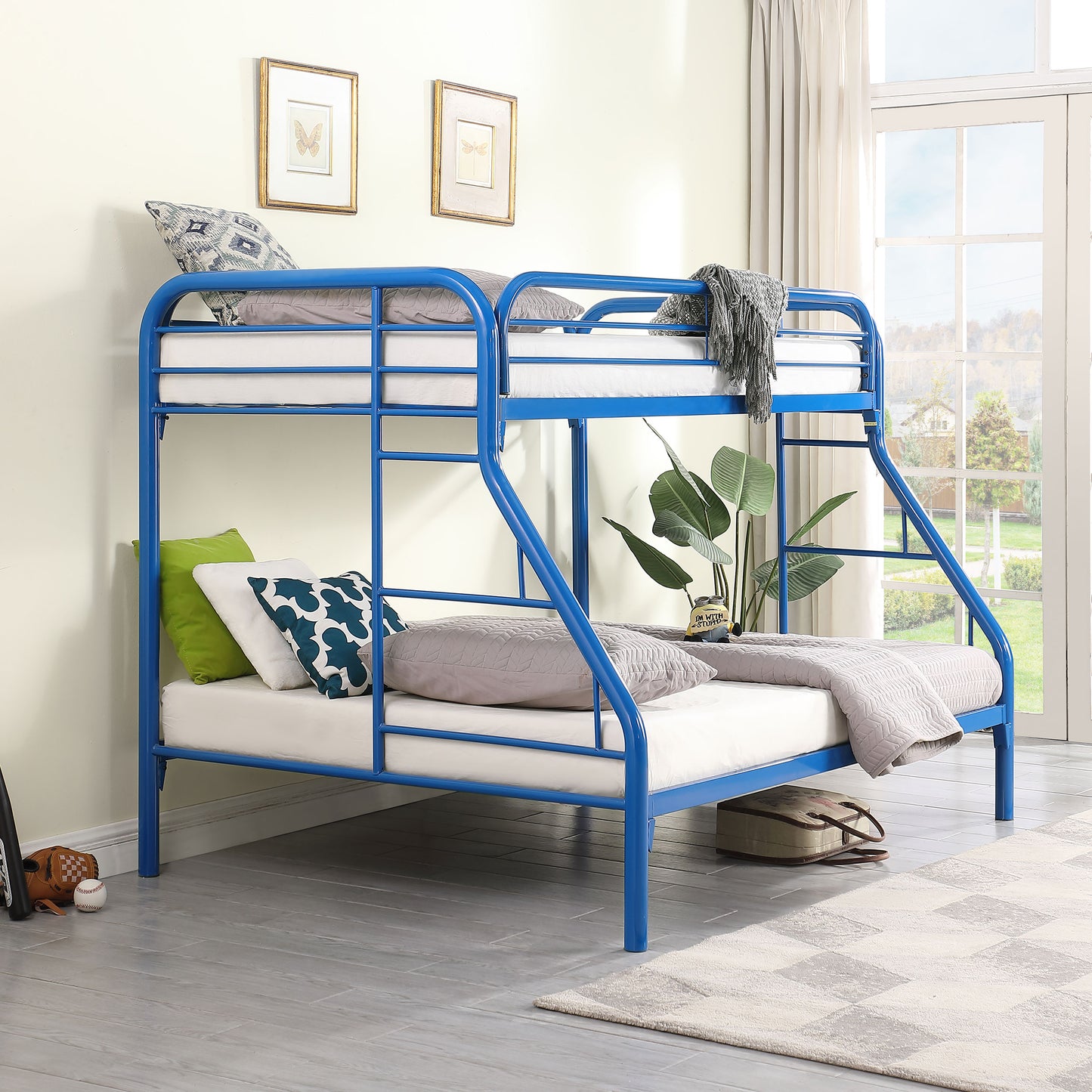 marley metal twin over full bunk bed blueblue