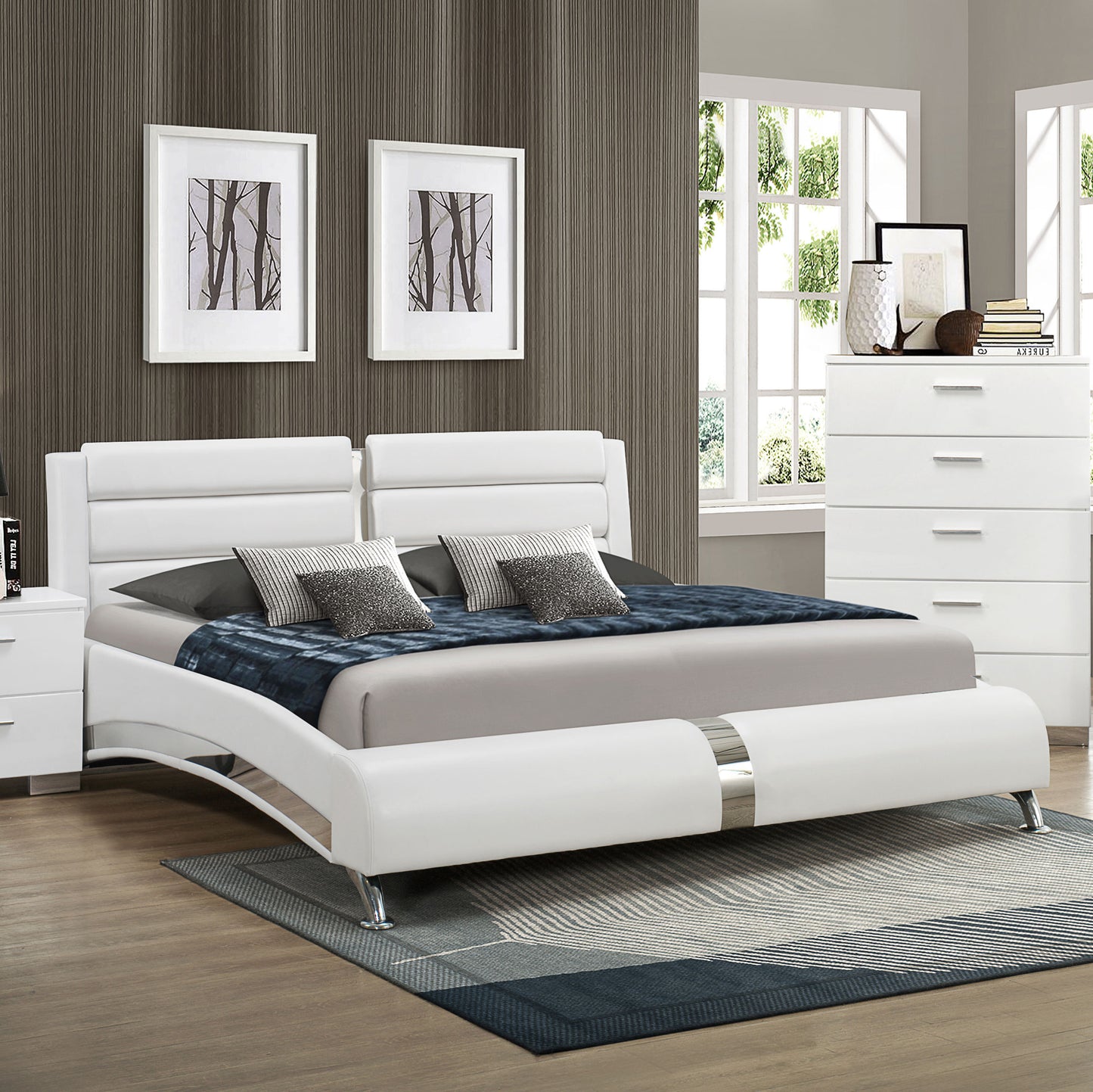 quetzal upholstered eastern king sleigh bed whitewhite