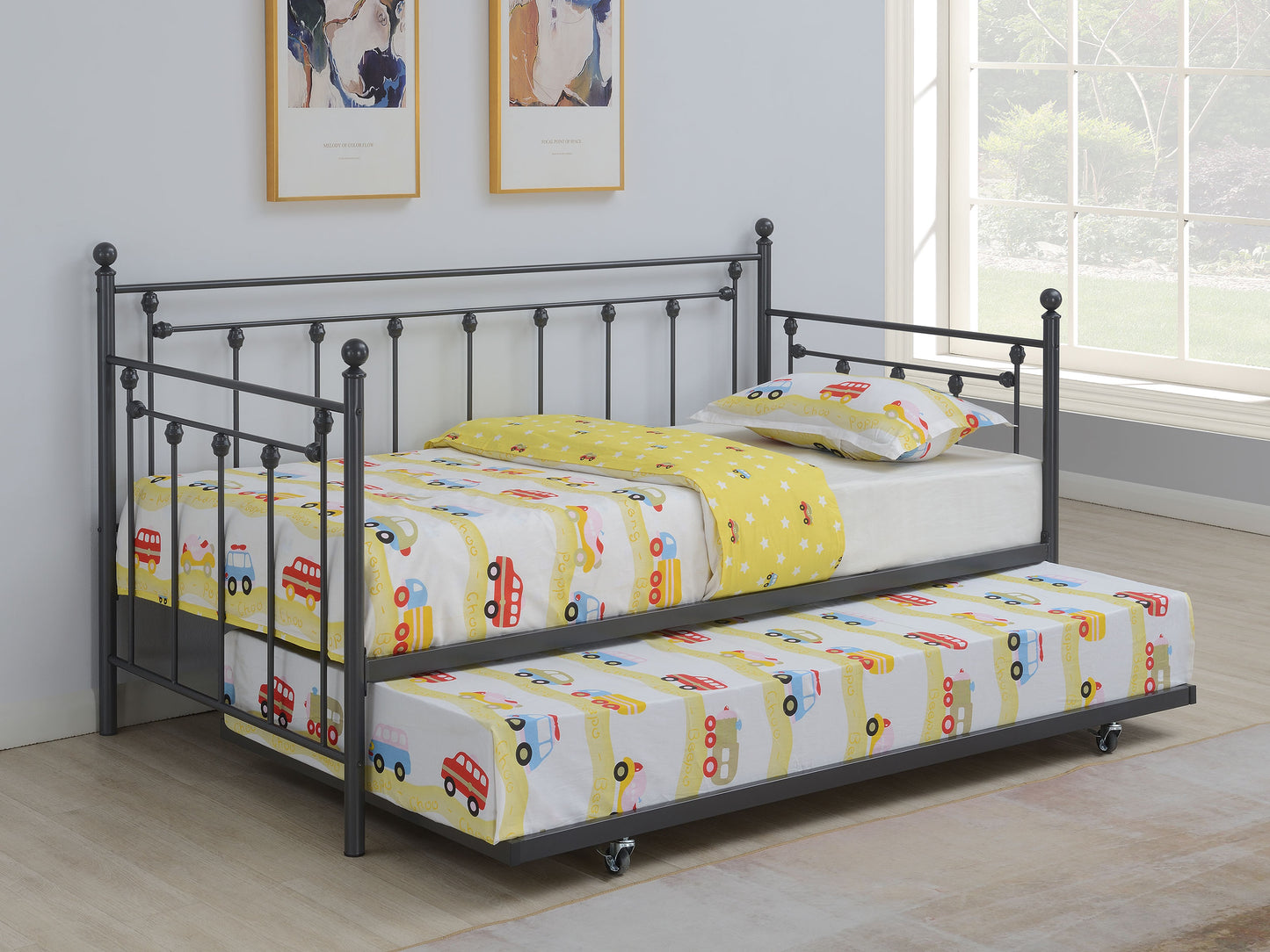 rodez metal twin daybed with trundle gunmetalgunmetal