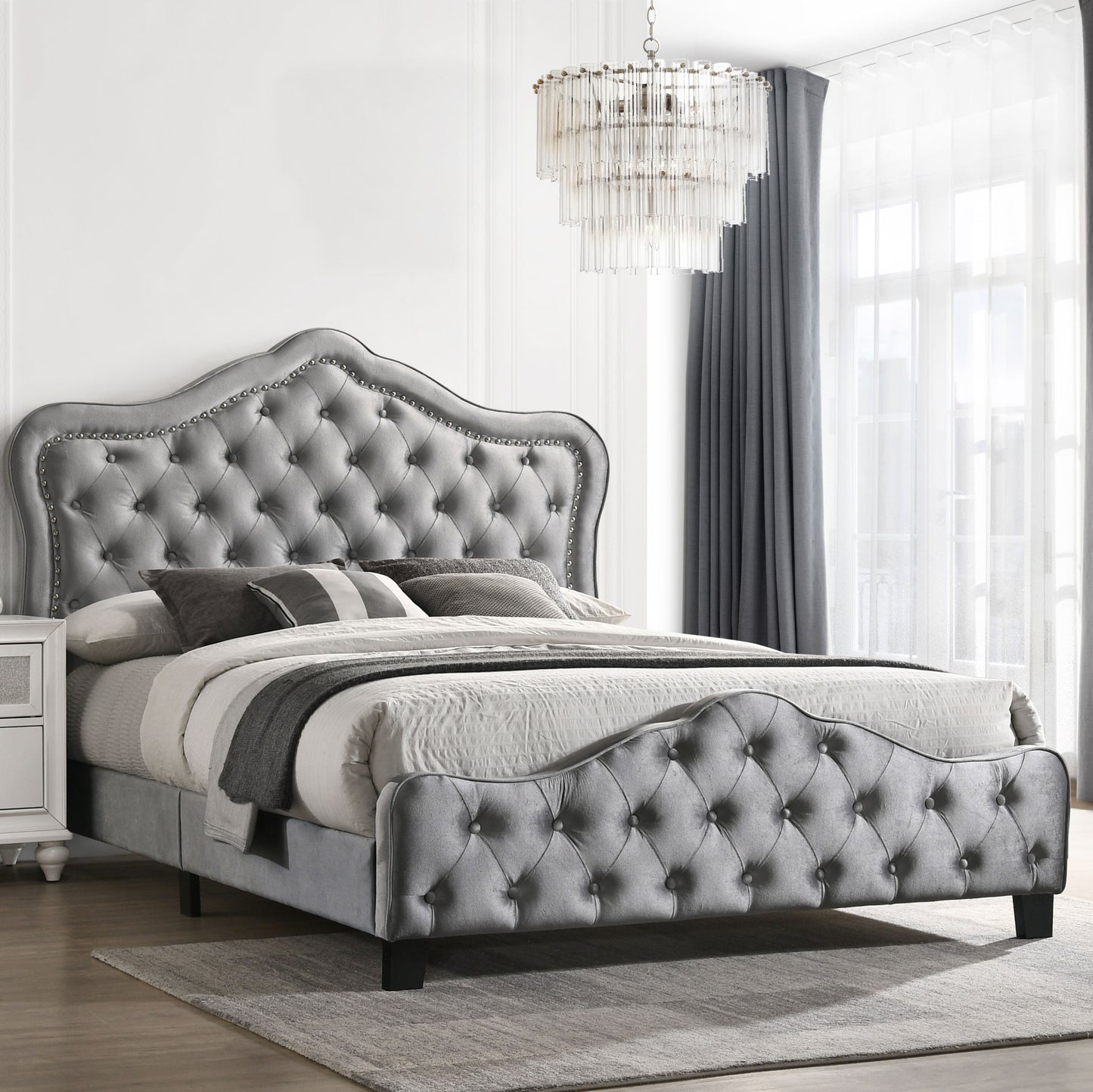 breckenridge upholstered queen panel bed greygrey