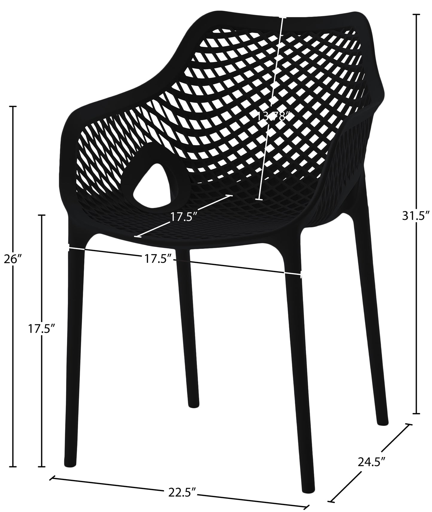 jayce black outdoor patio dining chair black