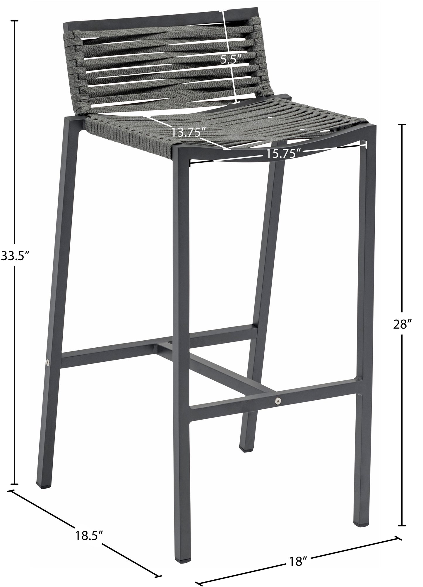 bethany grey rope fabric outdoor patio barstool c