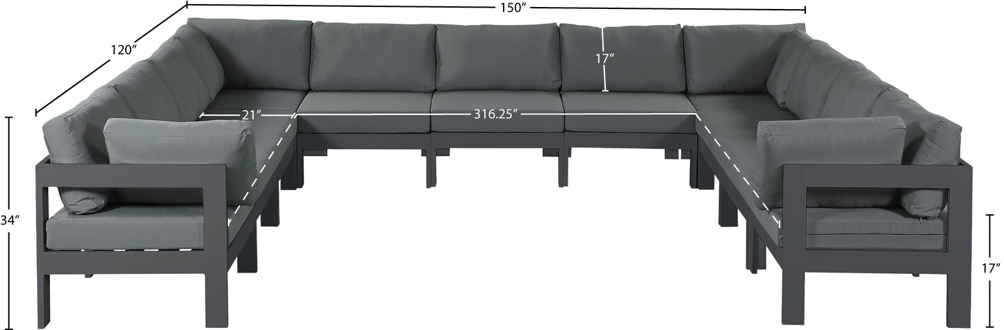 alyssa grey water resistant fabric outdoor patio modular sectional sec11a