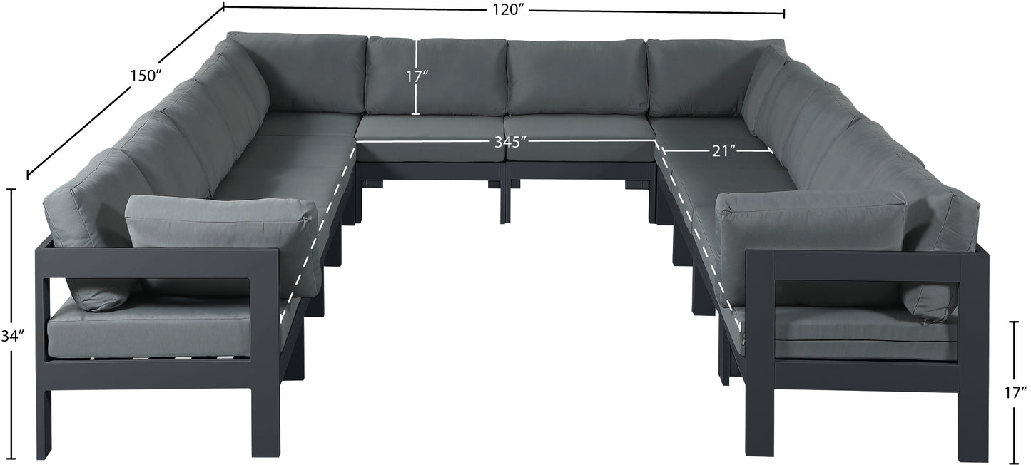 alyssa grey water resistant fabric outdoor patio modular sectional sec12a