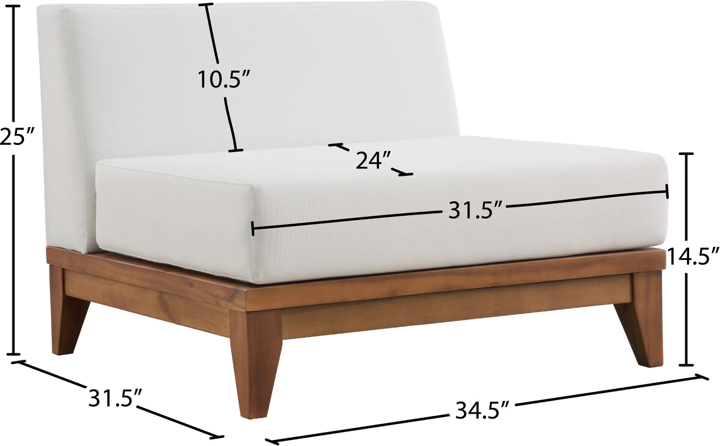 scarpa off white water resistant fabric outdoor patio modular armless chair armless