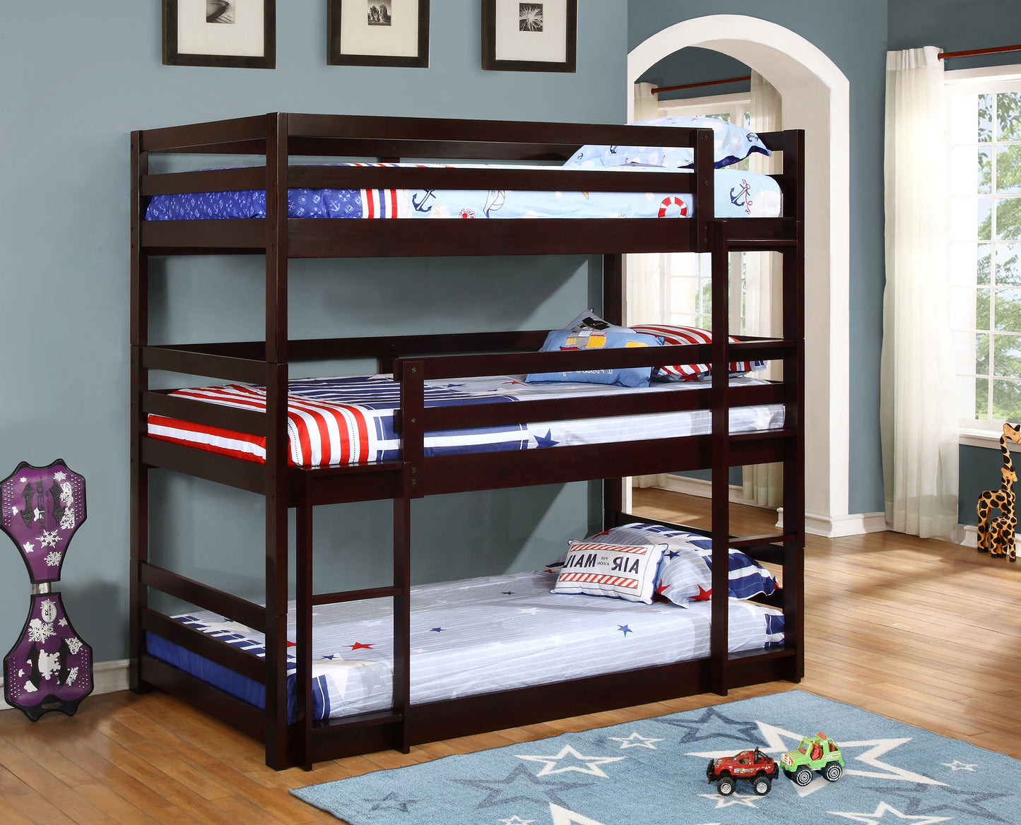 laurel wood twin triple bunk bed cappuccinocappuccino