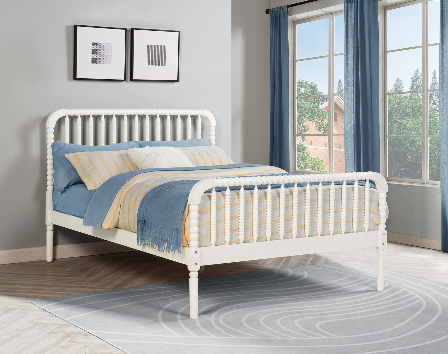 dacki wood full open frame bed white