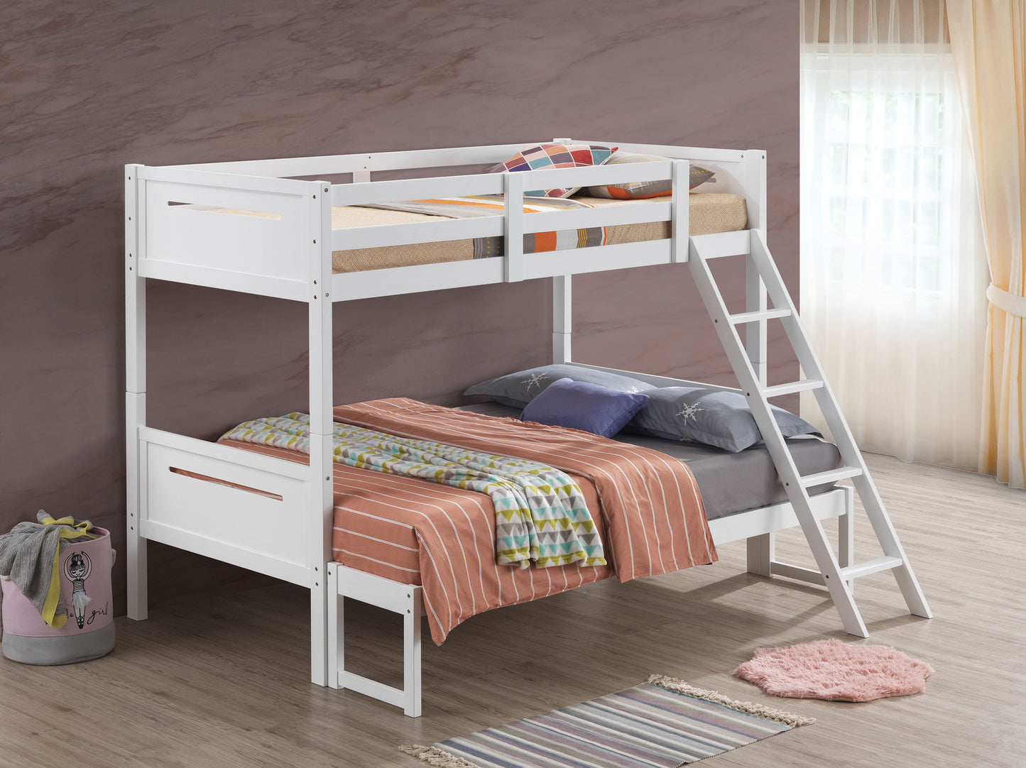 carvell wood twin over full bunk bed whitewhite